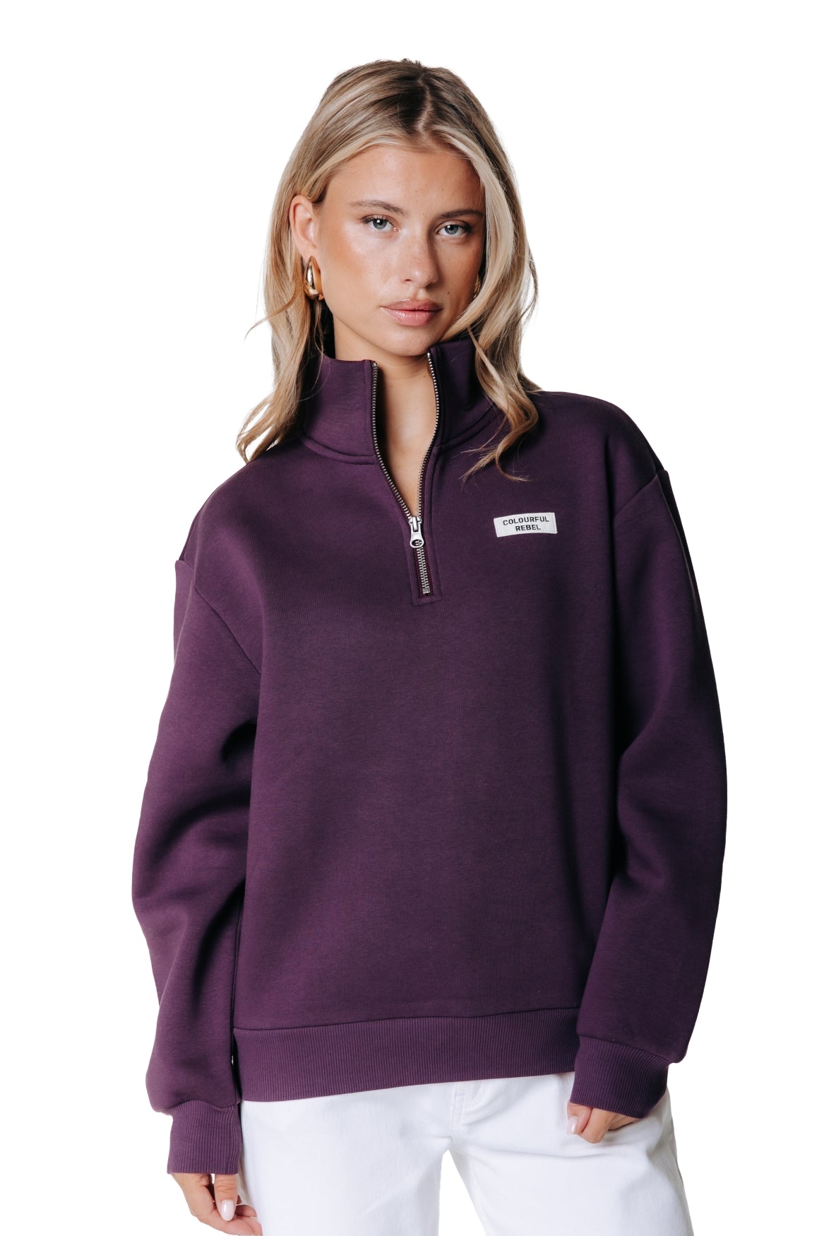 Label Zip Sweat | Dark purple