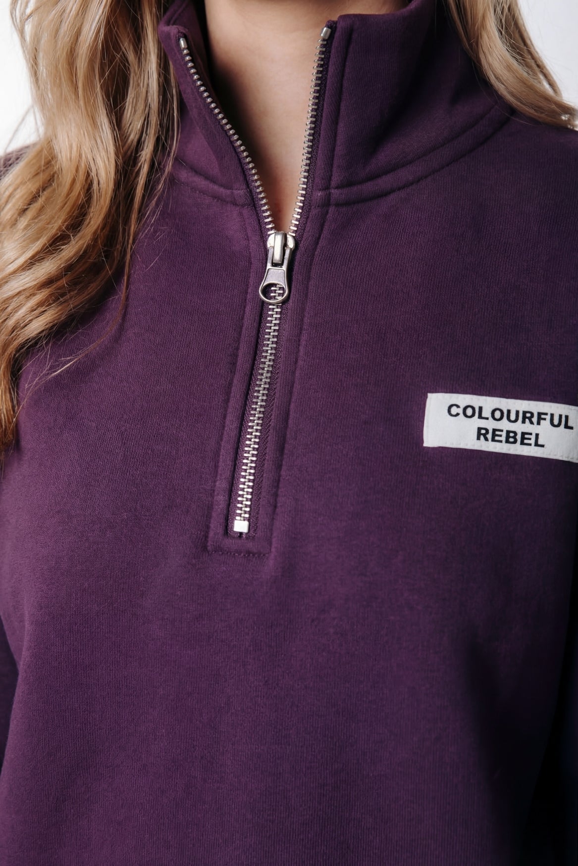 Uni Label Relaxed Zip Sweat | Dark purple