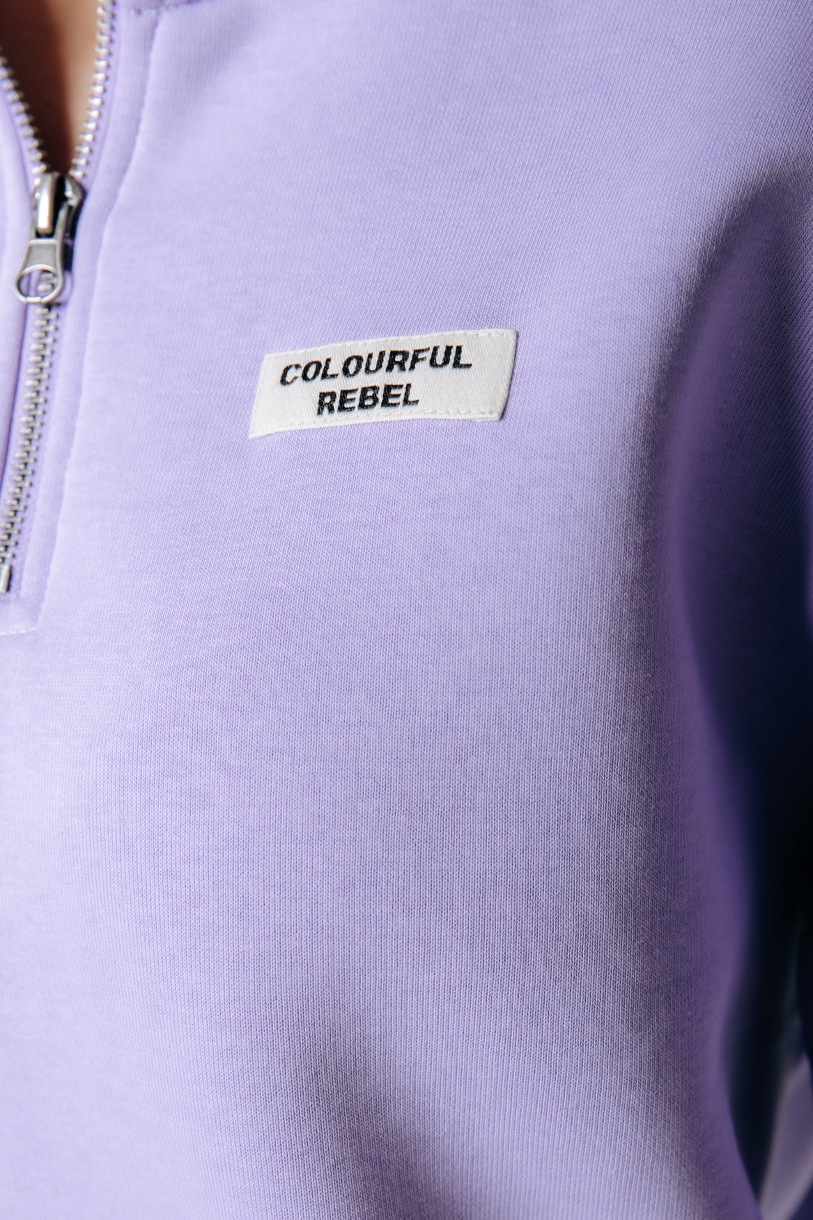 Uni Label Relaxed Zip Sweatshirt | Lila