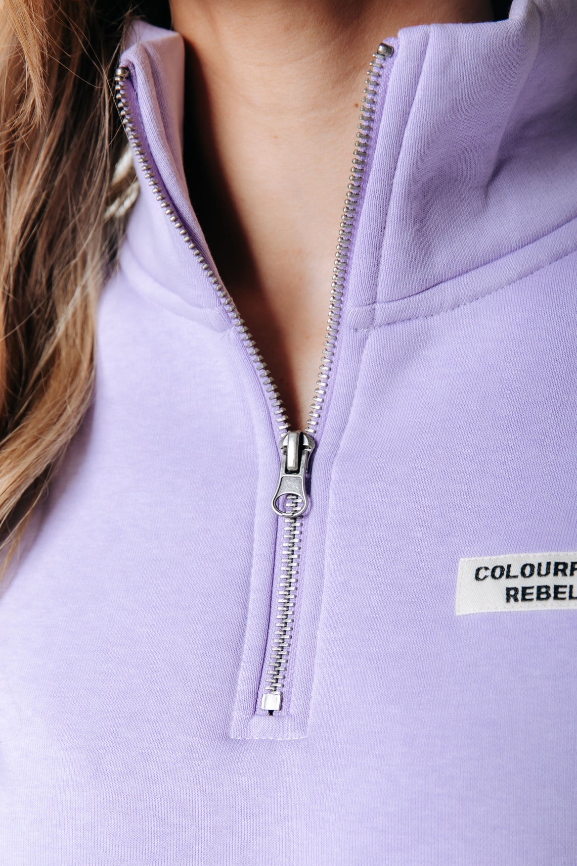 Label Zip Sweat | Lilac