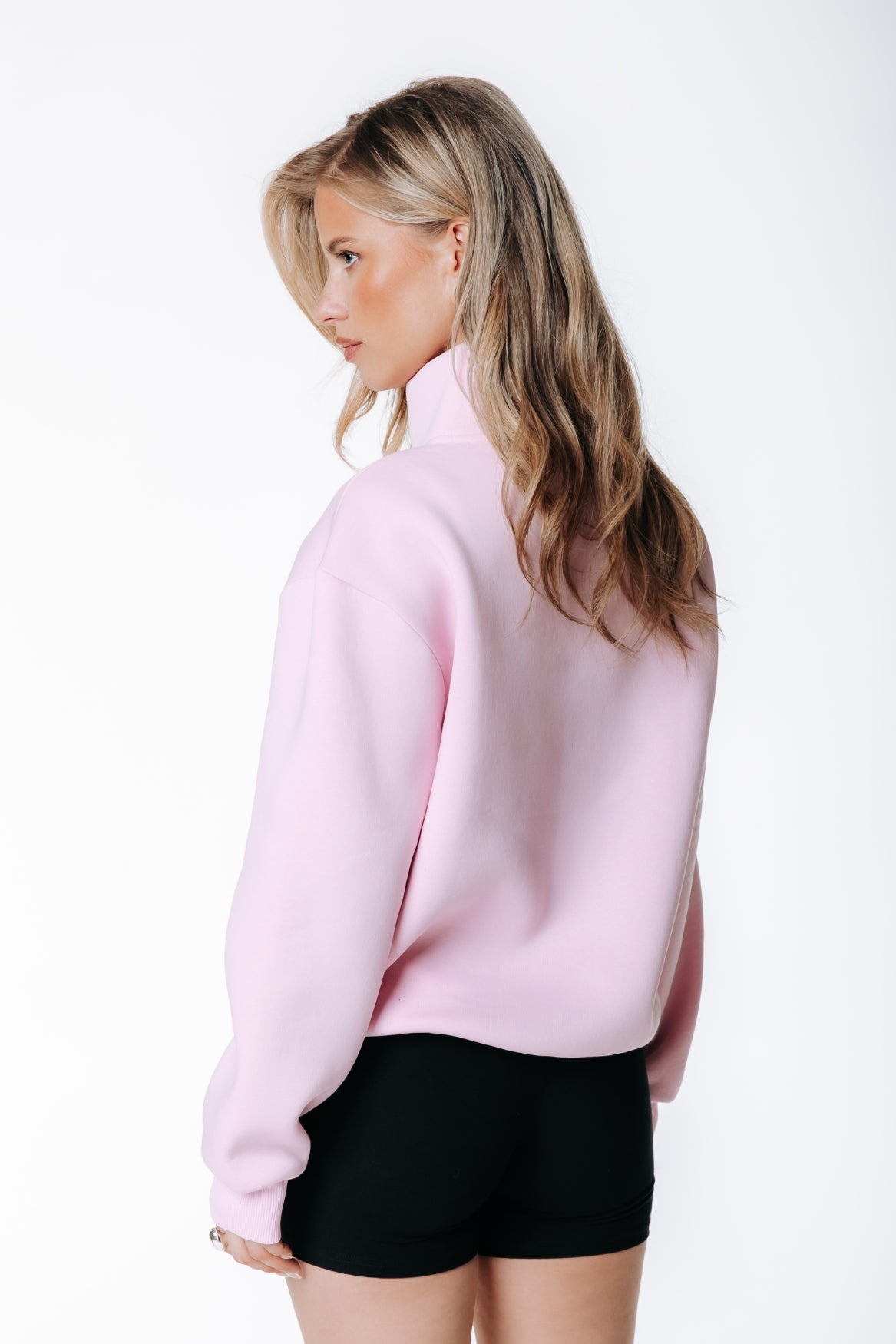 Label Zip Sweat | Soft pink