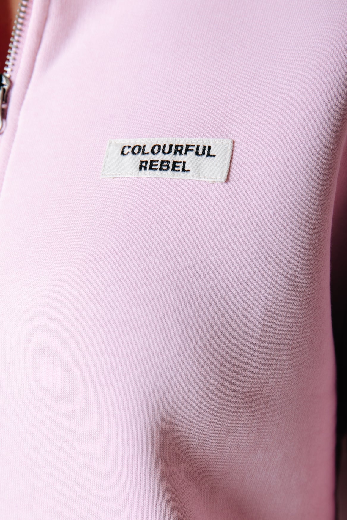 Label Zip Sweat | Soft pink
