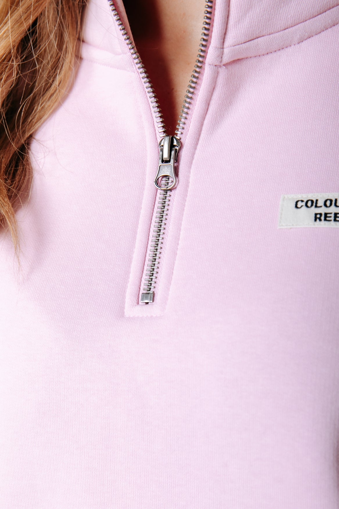 Label Zip Sweat | Soft pink