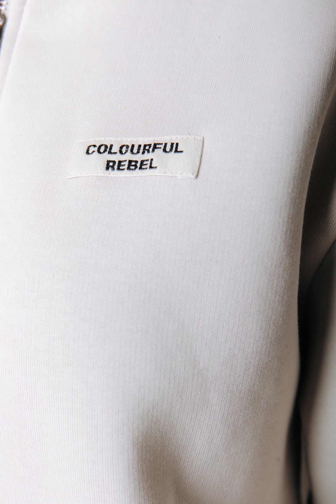 Uni Label Relaxed Zip Sweatshirt | Stone