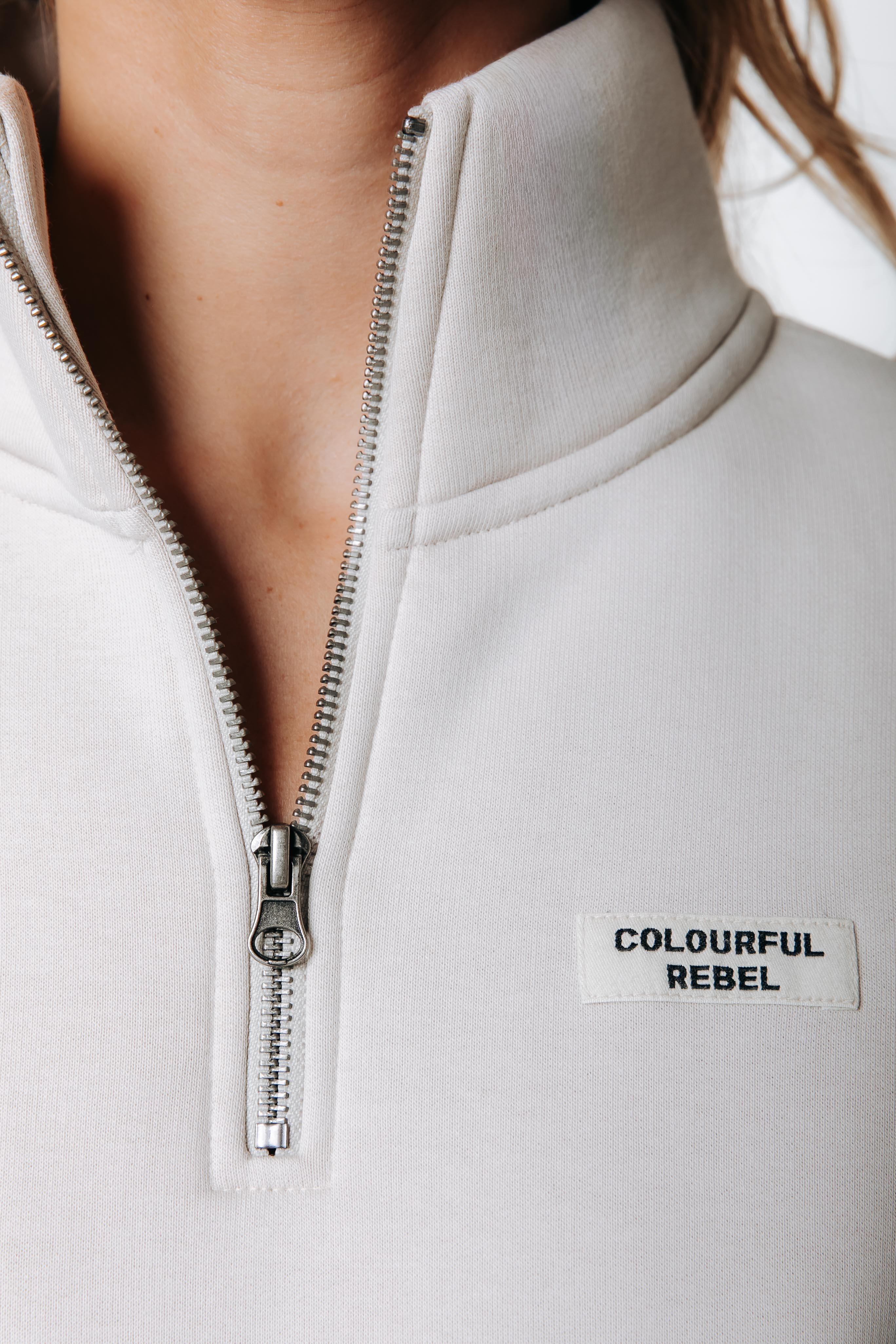 Label Zip Sweat | Stone
