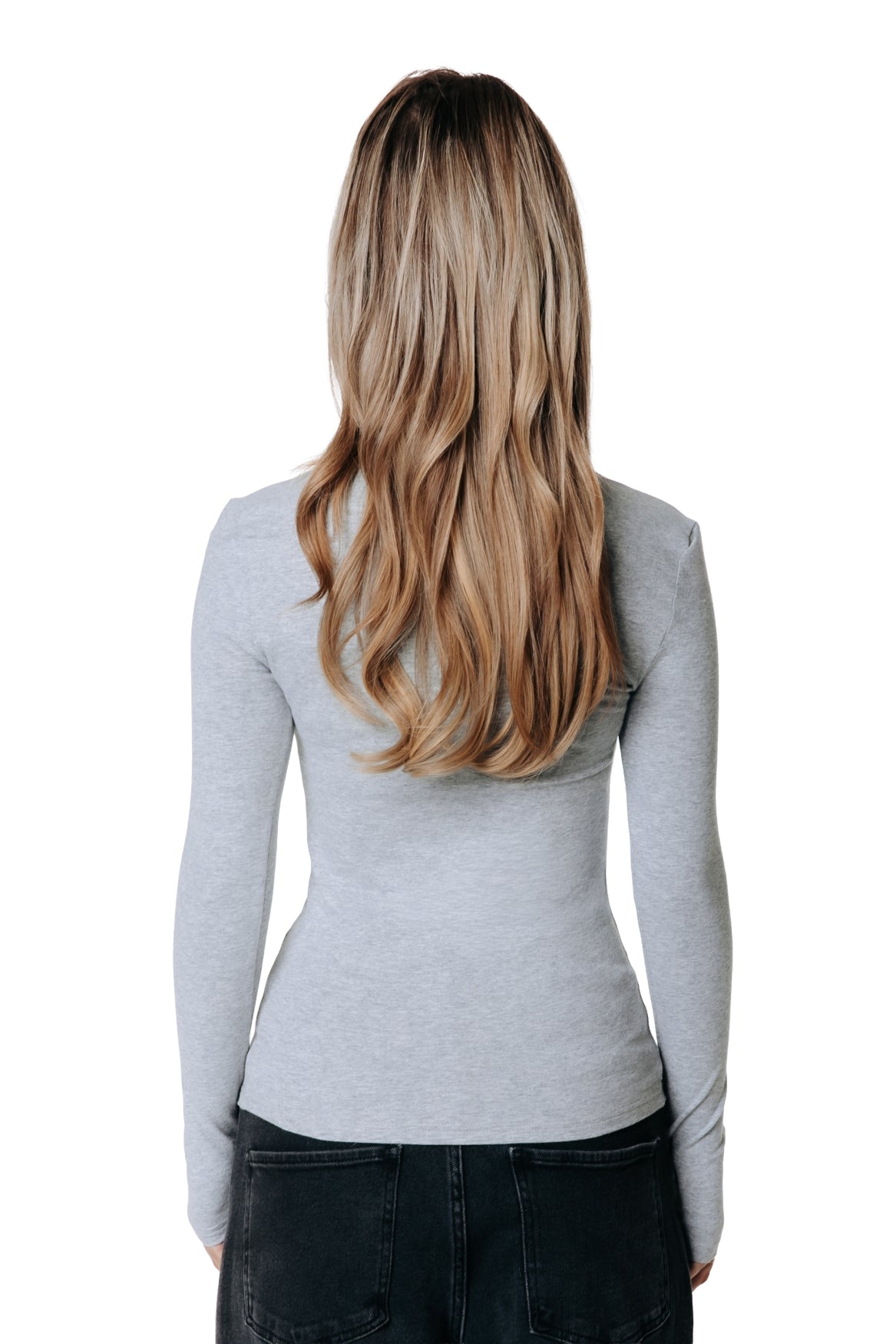 Fitted Longsleeve Top | Medium grey melange