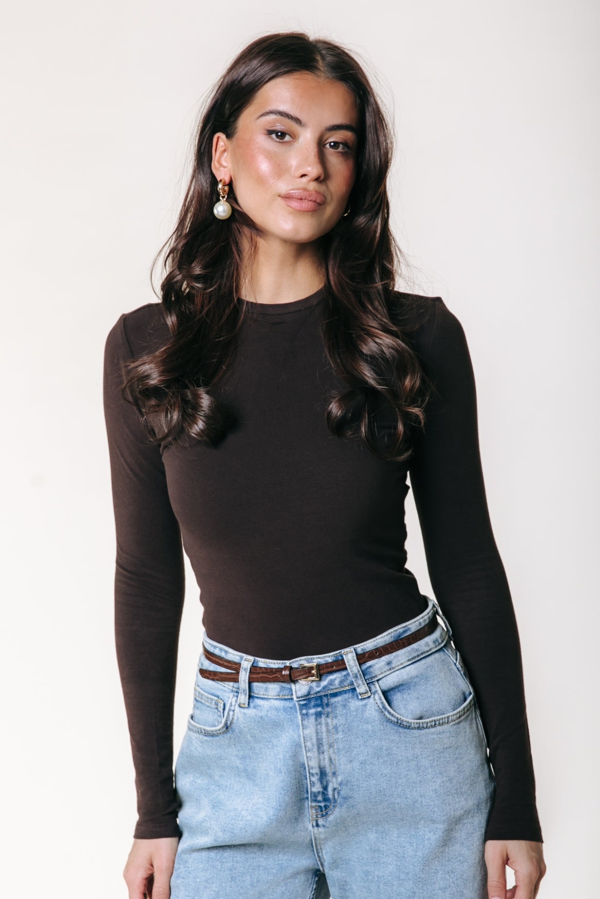 Uni Fitted Longsleeve T-shirt | Darkest Brown