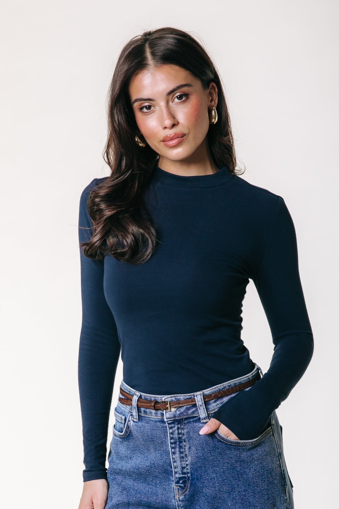 Figurbetontes Langarmshirt | Dunkelblau