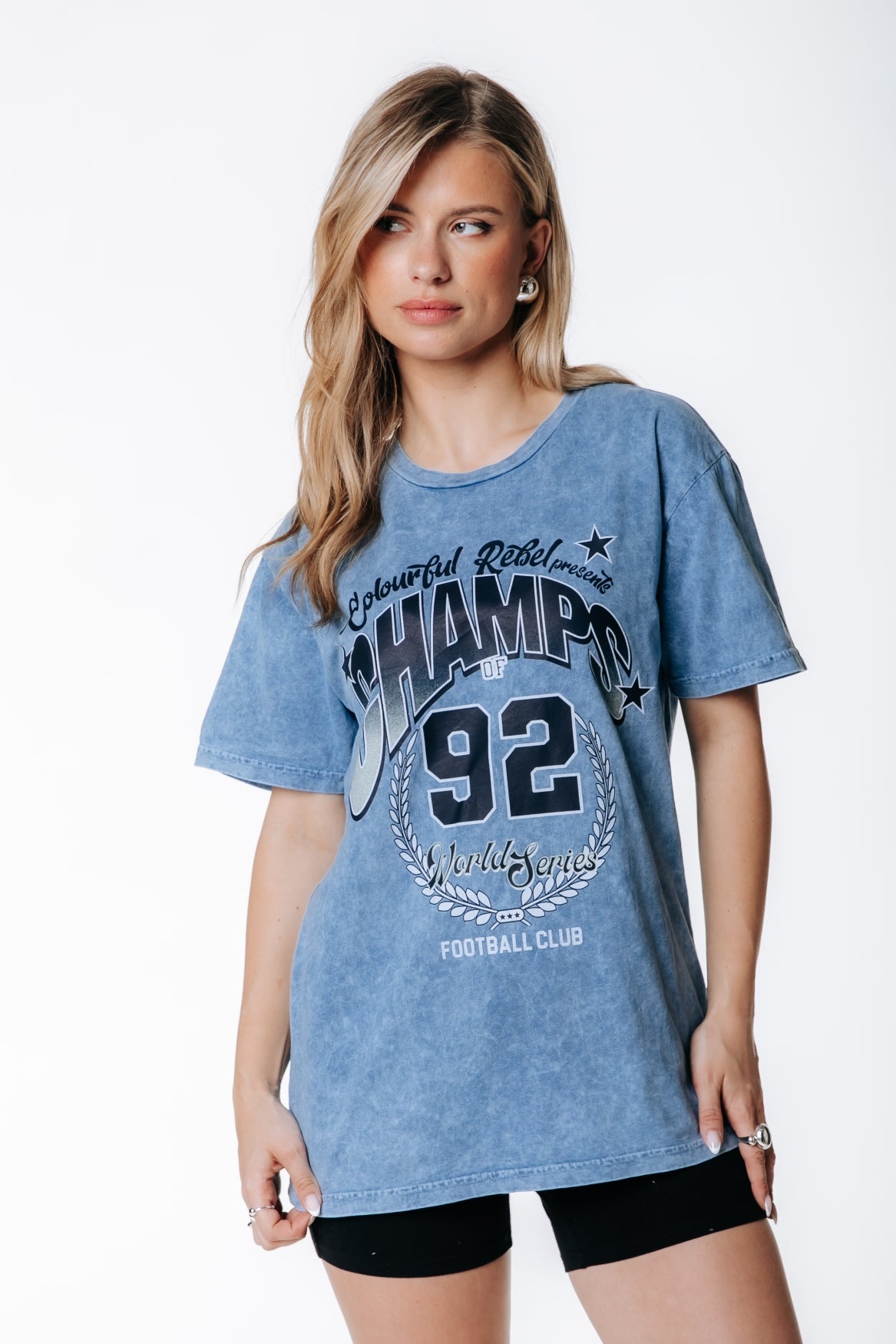 Champs 92 Washed T-shirt | Medium blue
