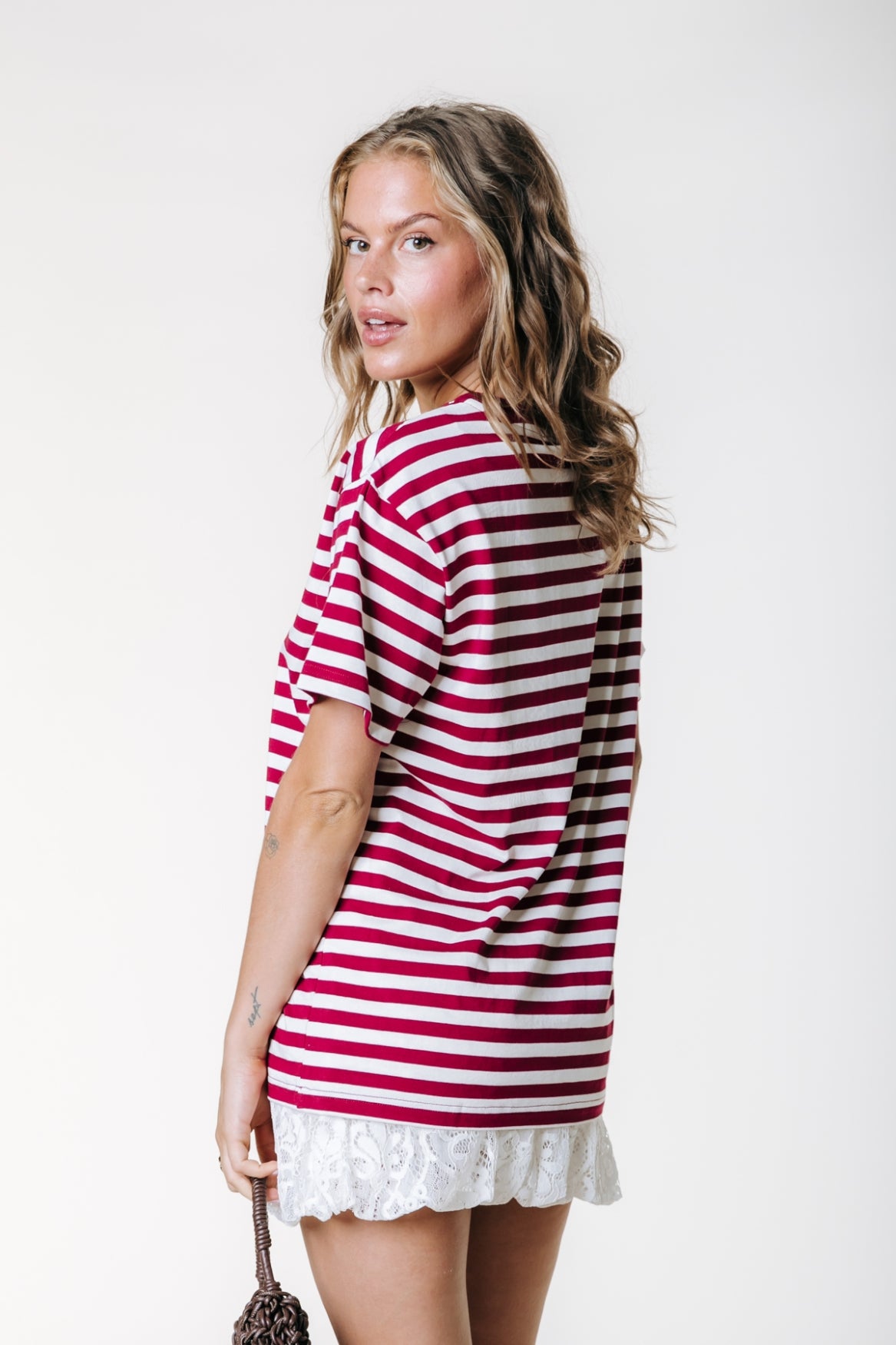 Puff Logo Stripe T-shirt | Deep Burgundy