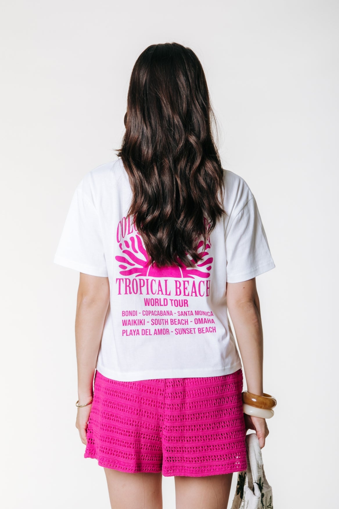 Tropical Beach Cropped T-shirt | Standard white