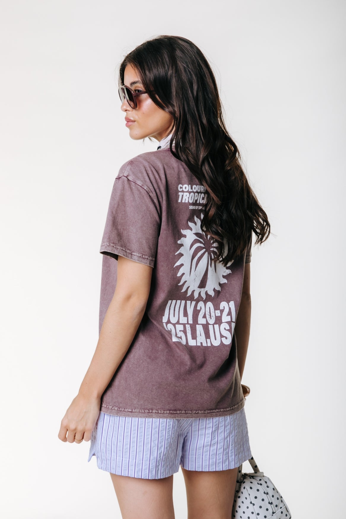 Beach Tour Acid Wash T-shirt | Warm Brown