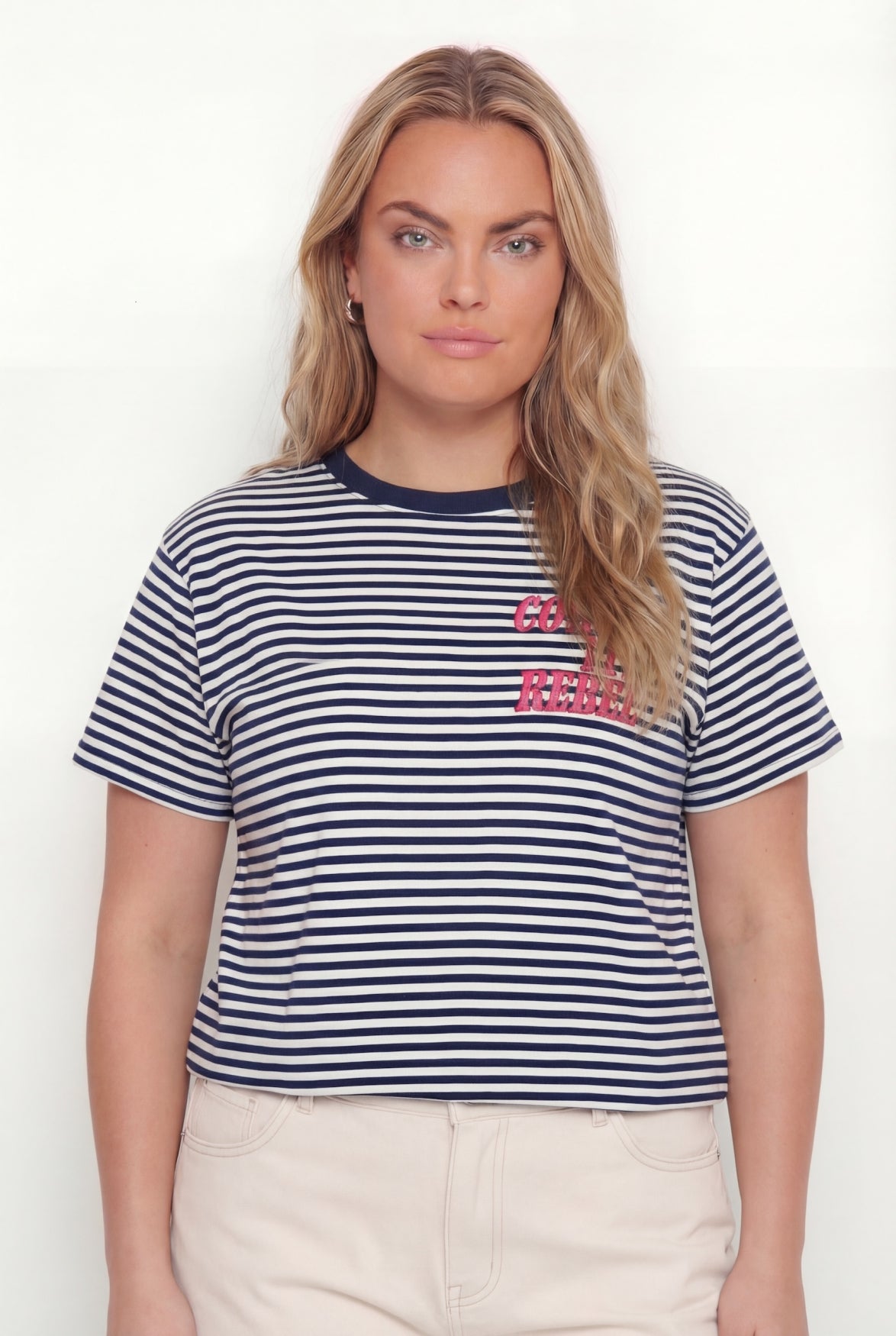 Gestreiftes Logo-T-Shirt in lockerer Passform | Dunkelblau