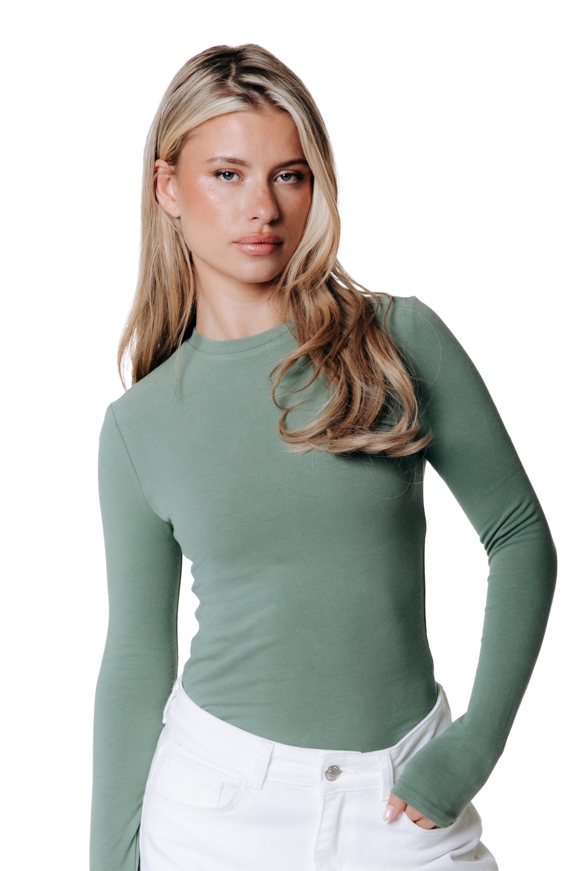 Fitted Longsleeve Top | Olive Green
