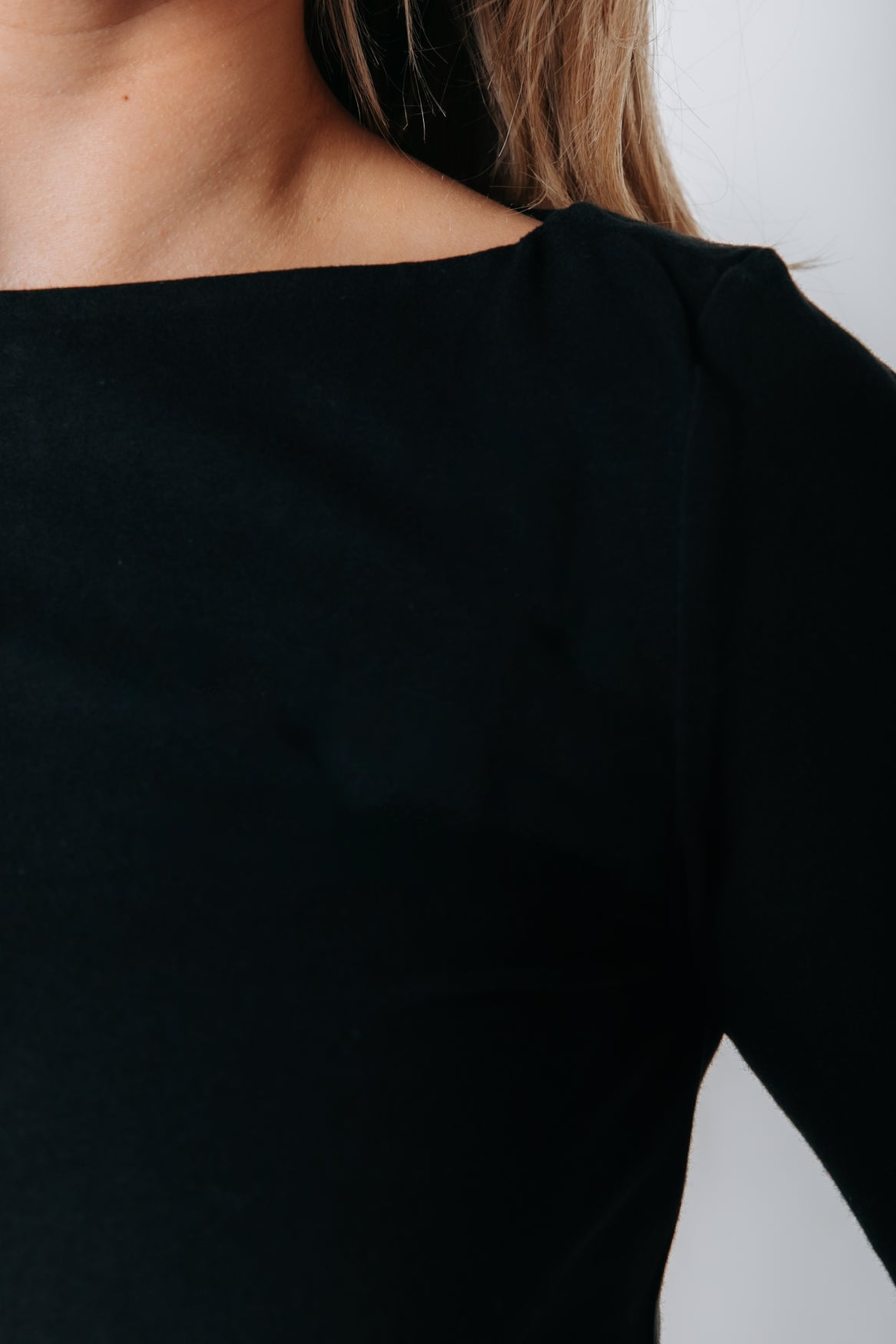 Fitted Boatneck Top | Black