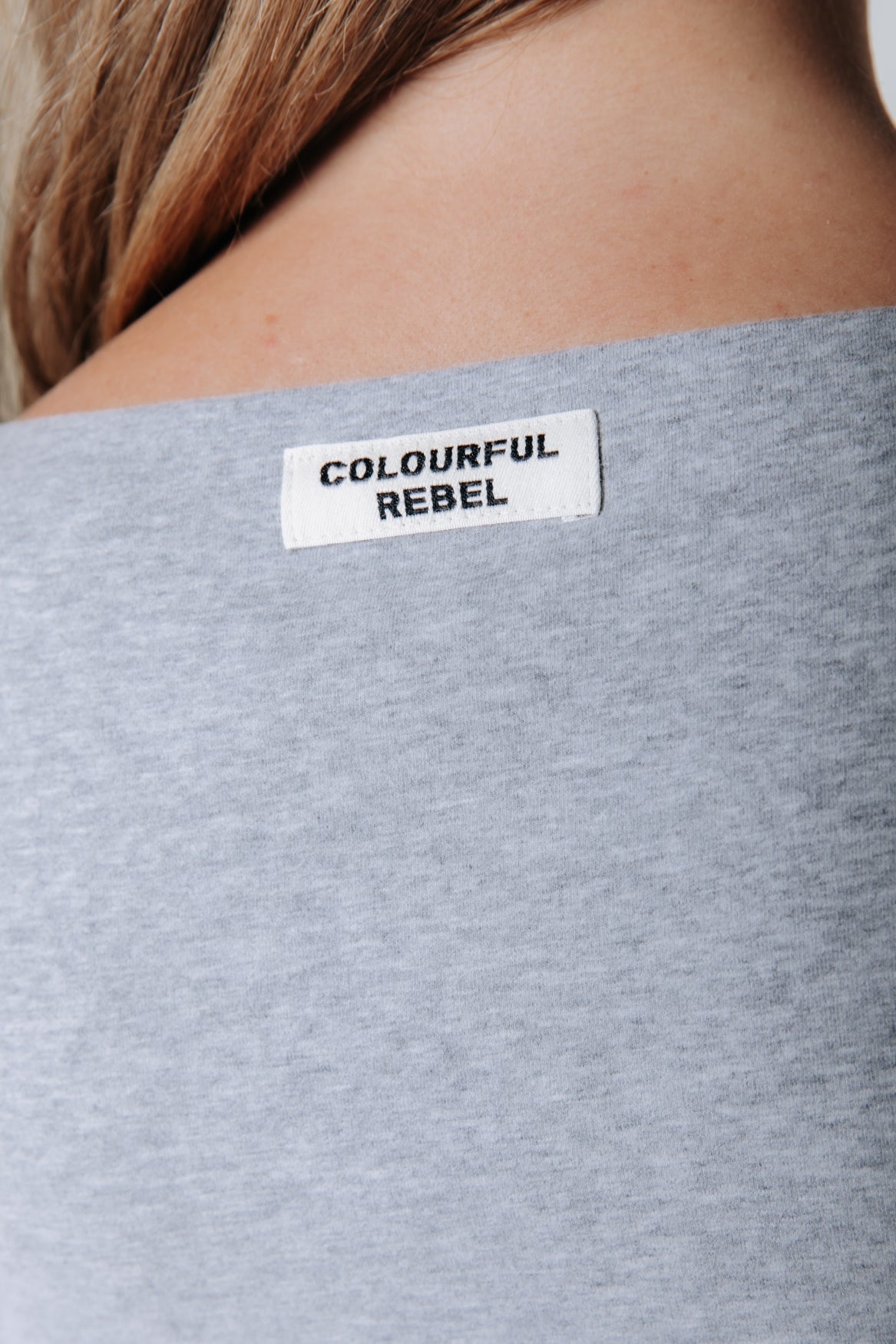 Fitted Boatneck Top | Medium grey melange
