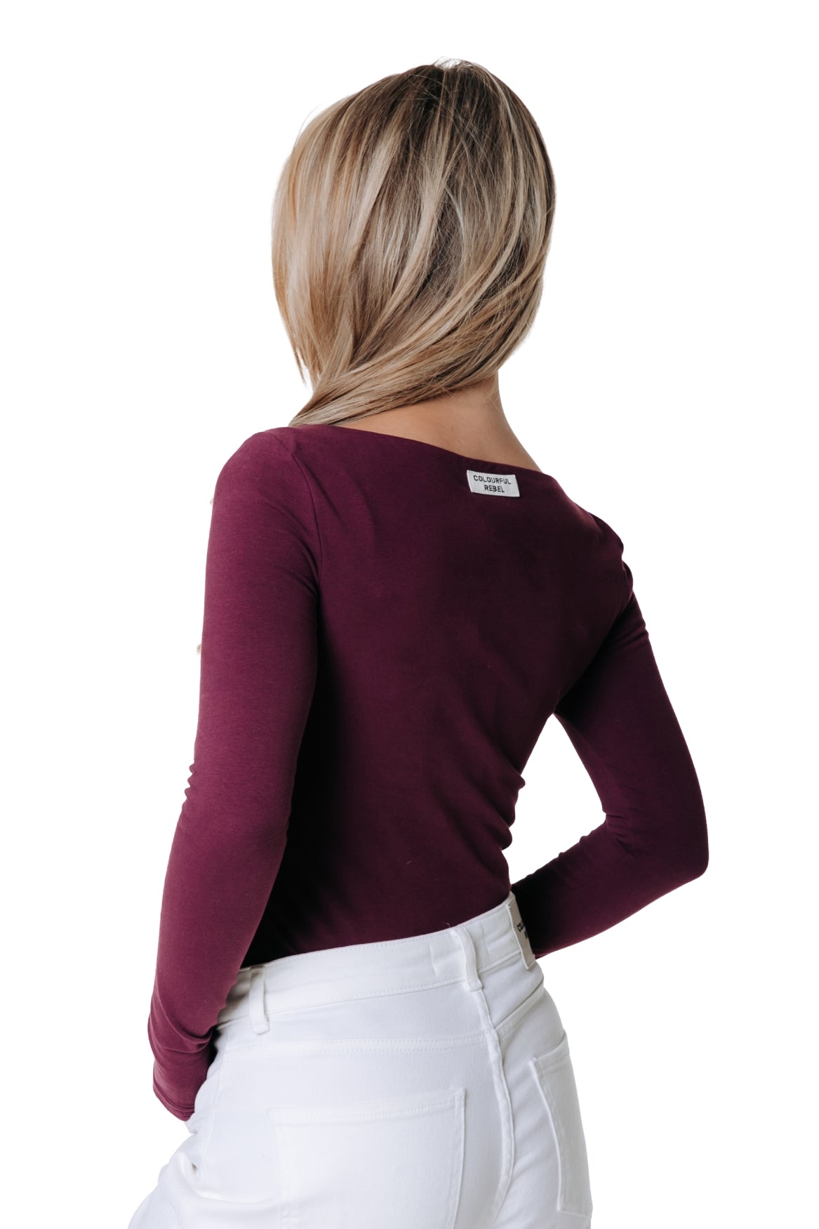 Fitted Boatneck Top | Merlot Red