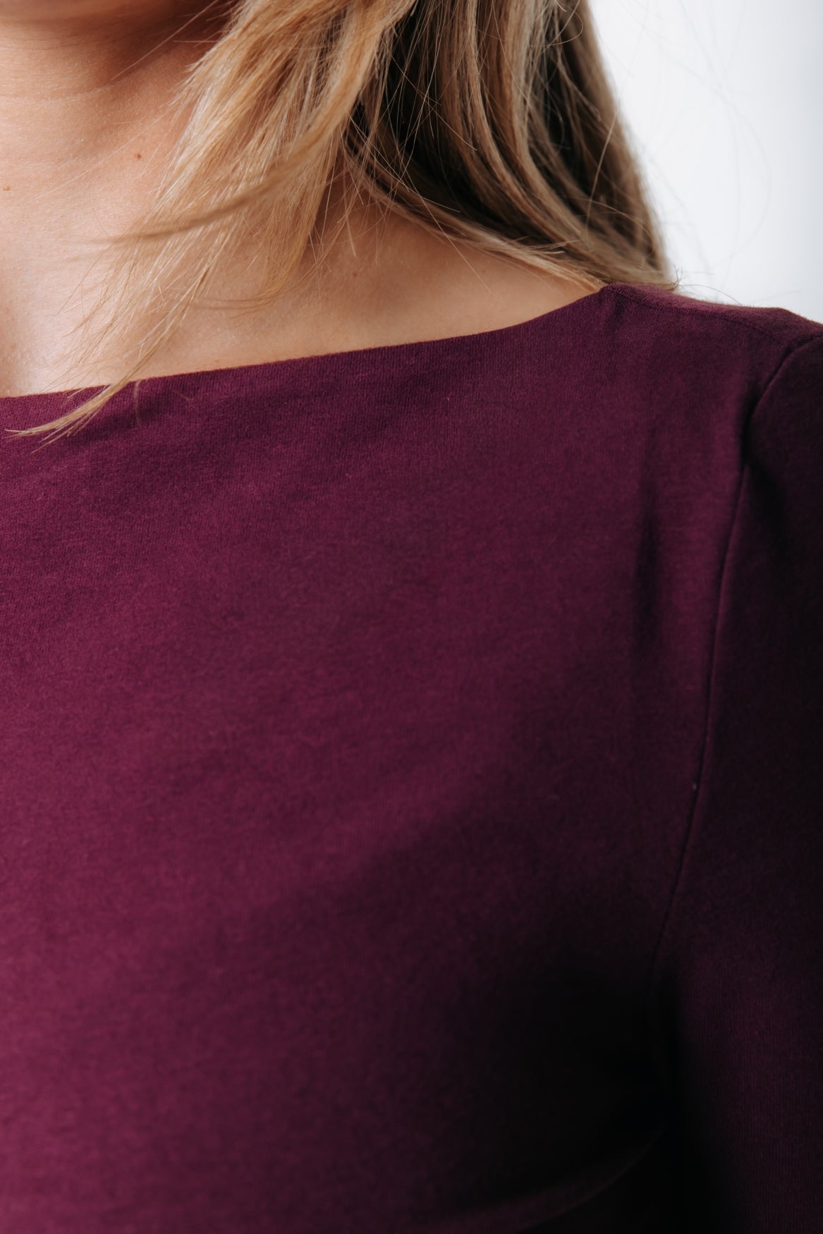 Fitted Boatneck Top | Merlot Red