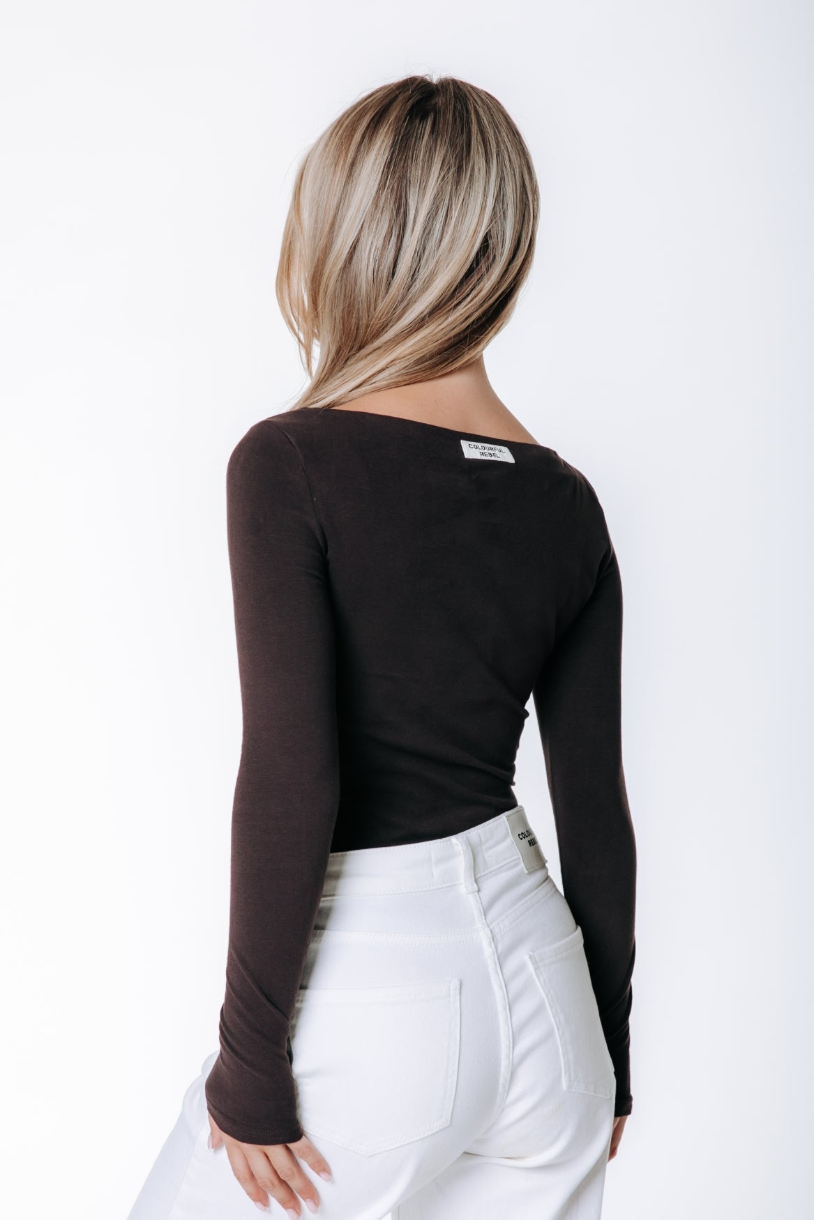 Fitted Boatneck Top | Darkest Brown