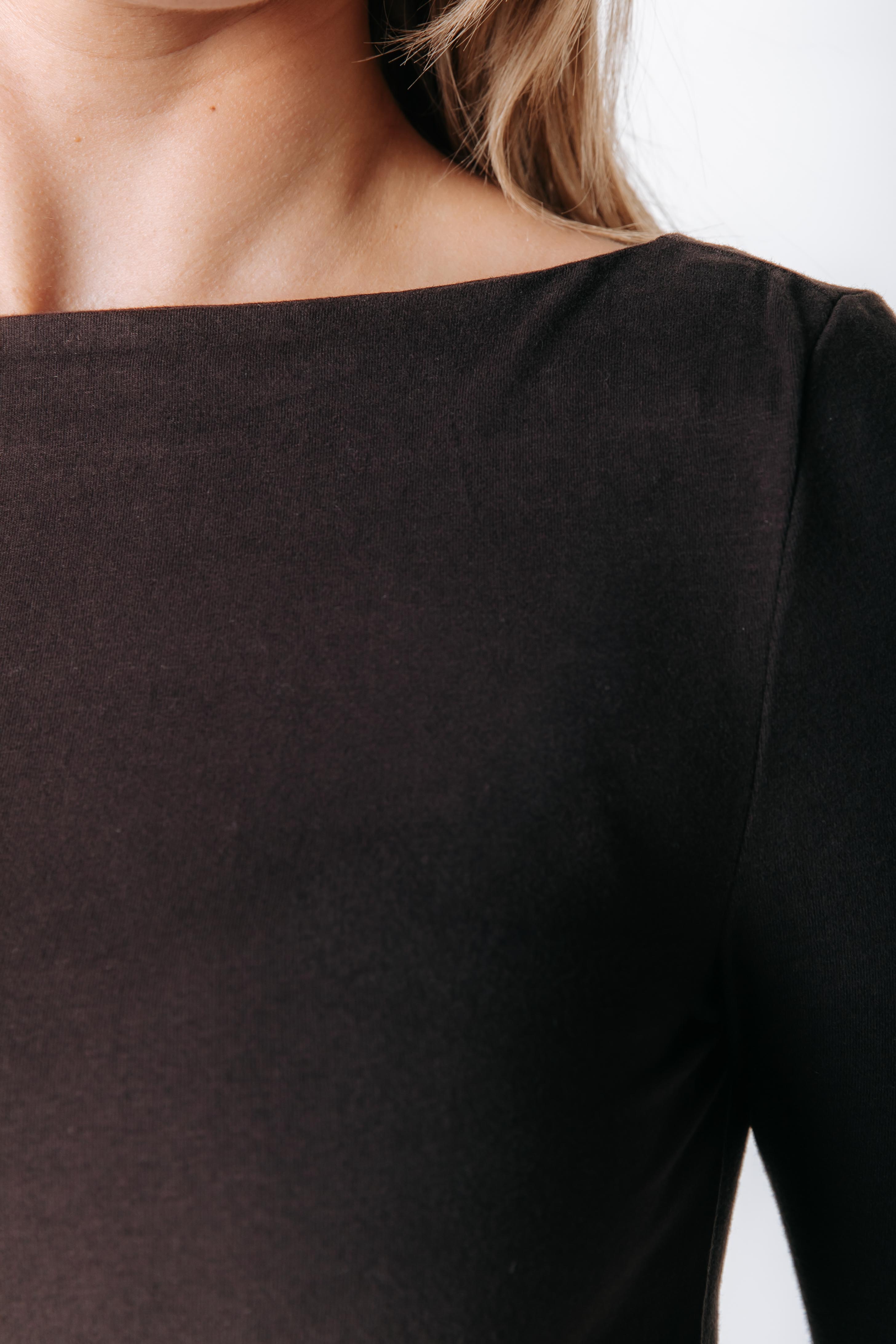Fitted Boatneck Top | Darkest Brown