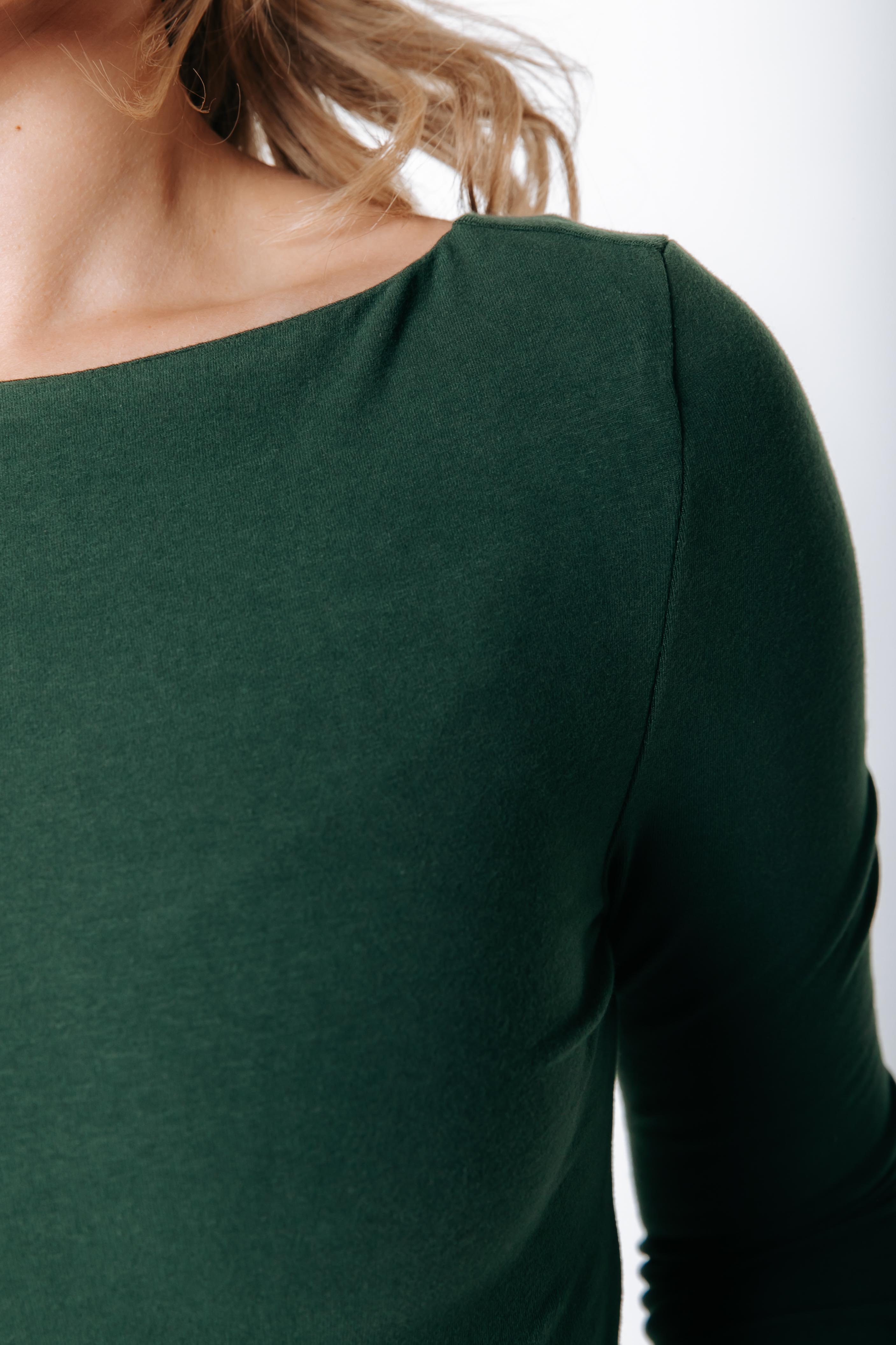 Fitted Boatneck Top | Dark green