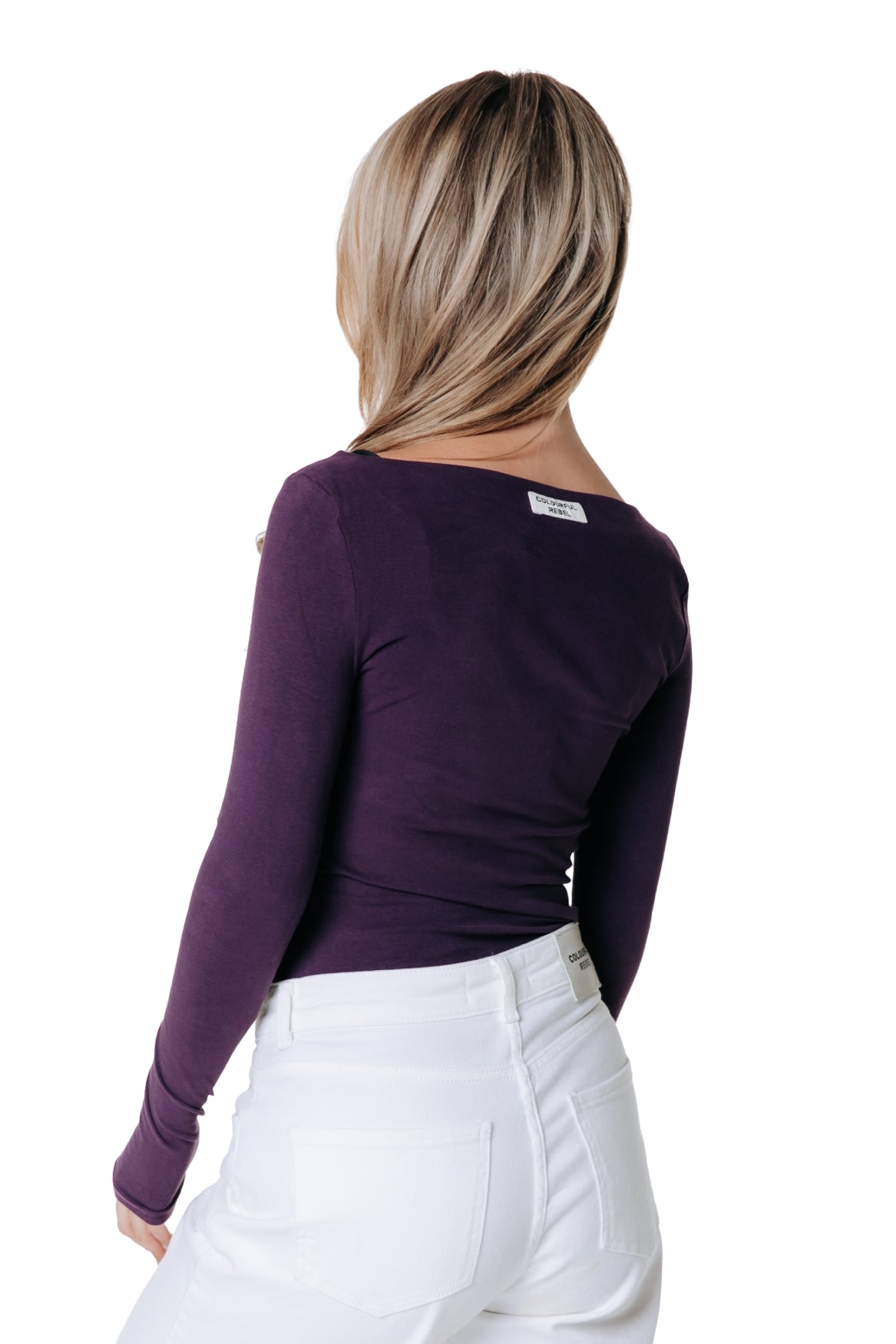 Fitted Boatneck Top | Dark purple