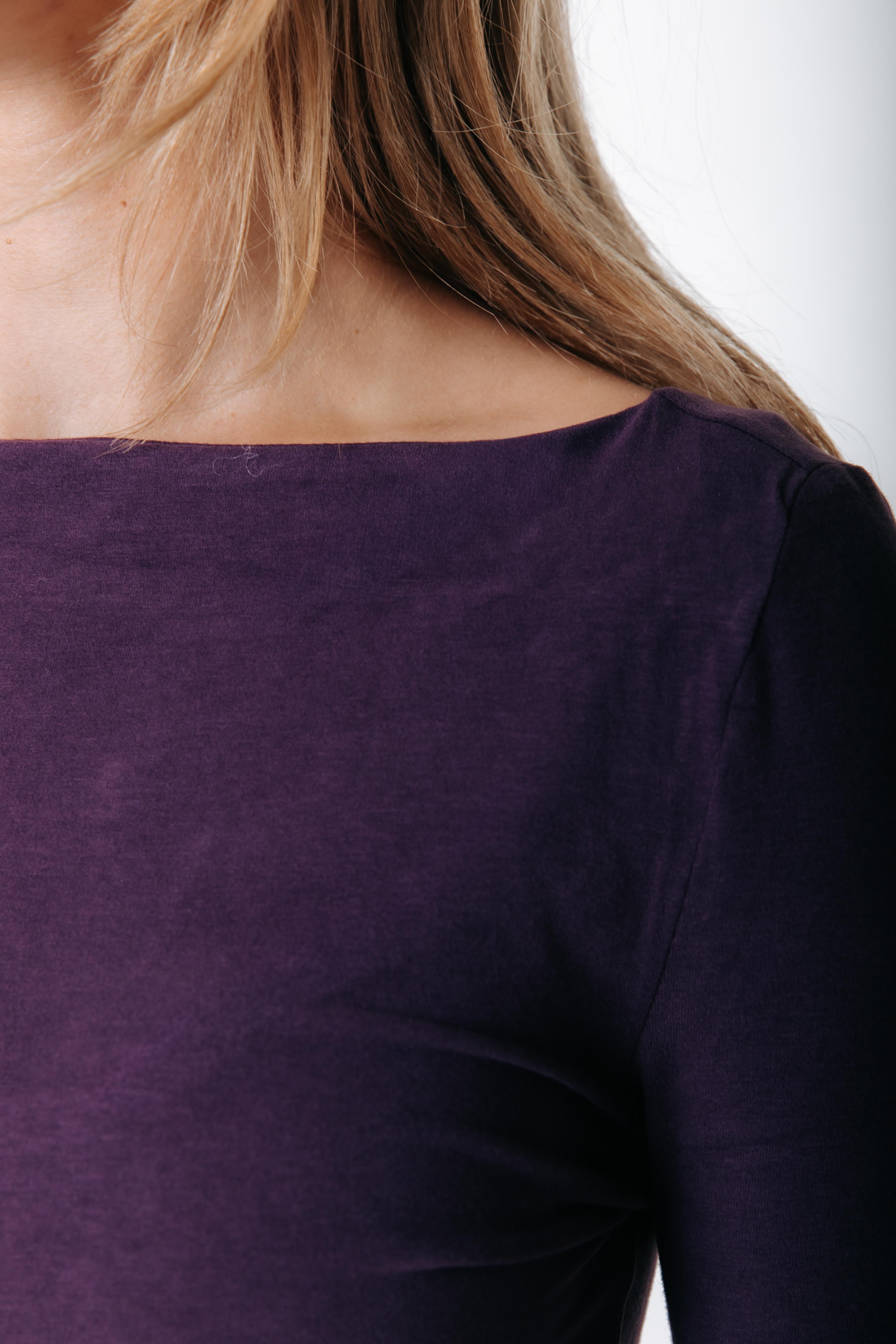 Fitted Boatneck Top | Dark purple