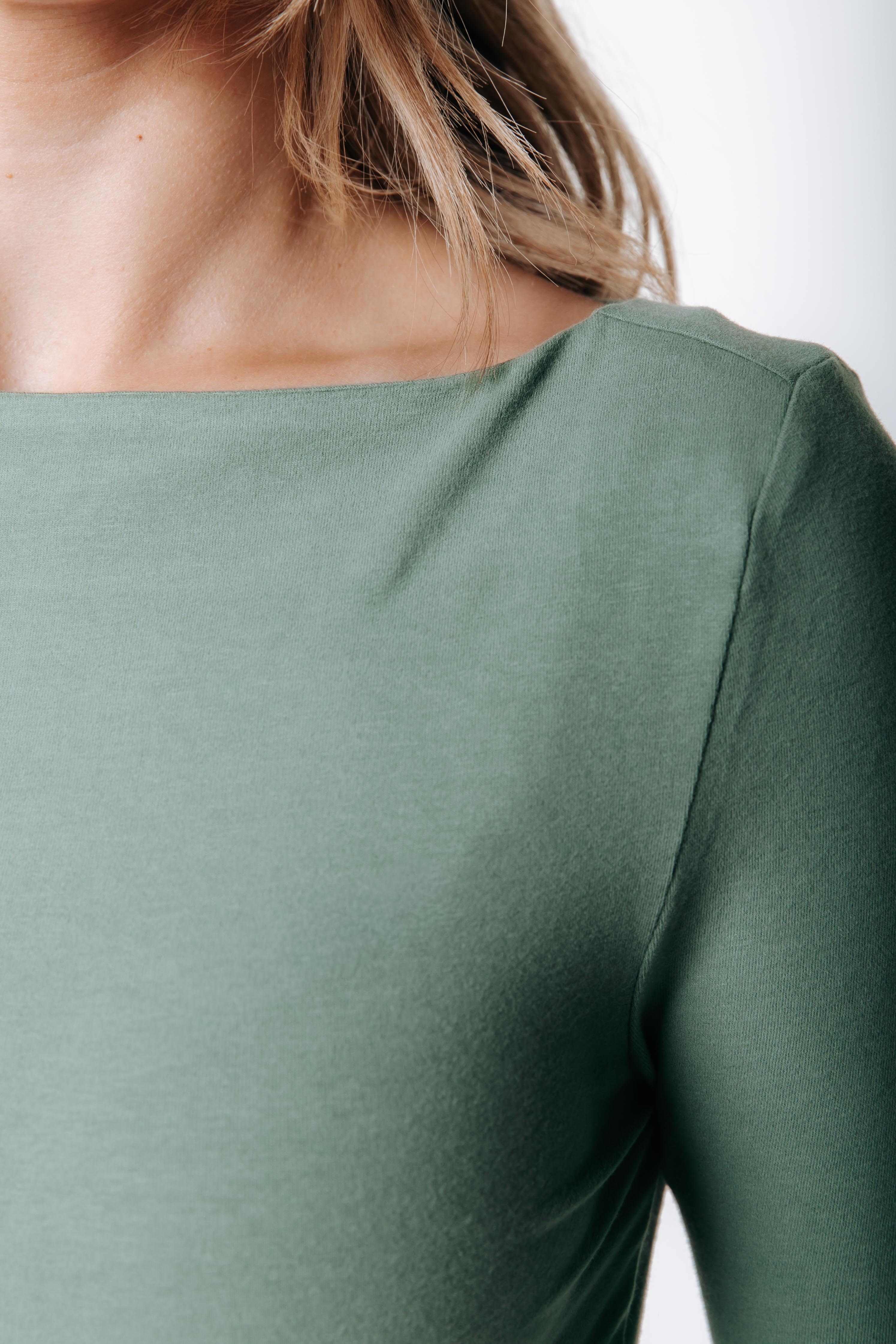 Fitted Boatneck Top | Olive Green