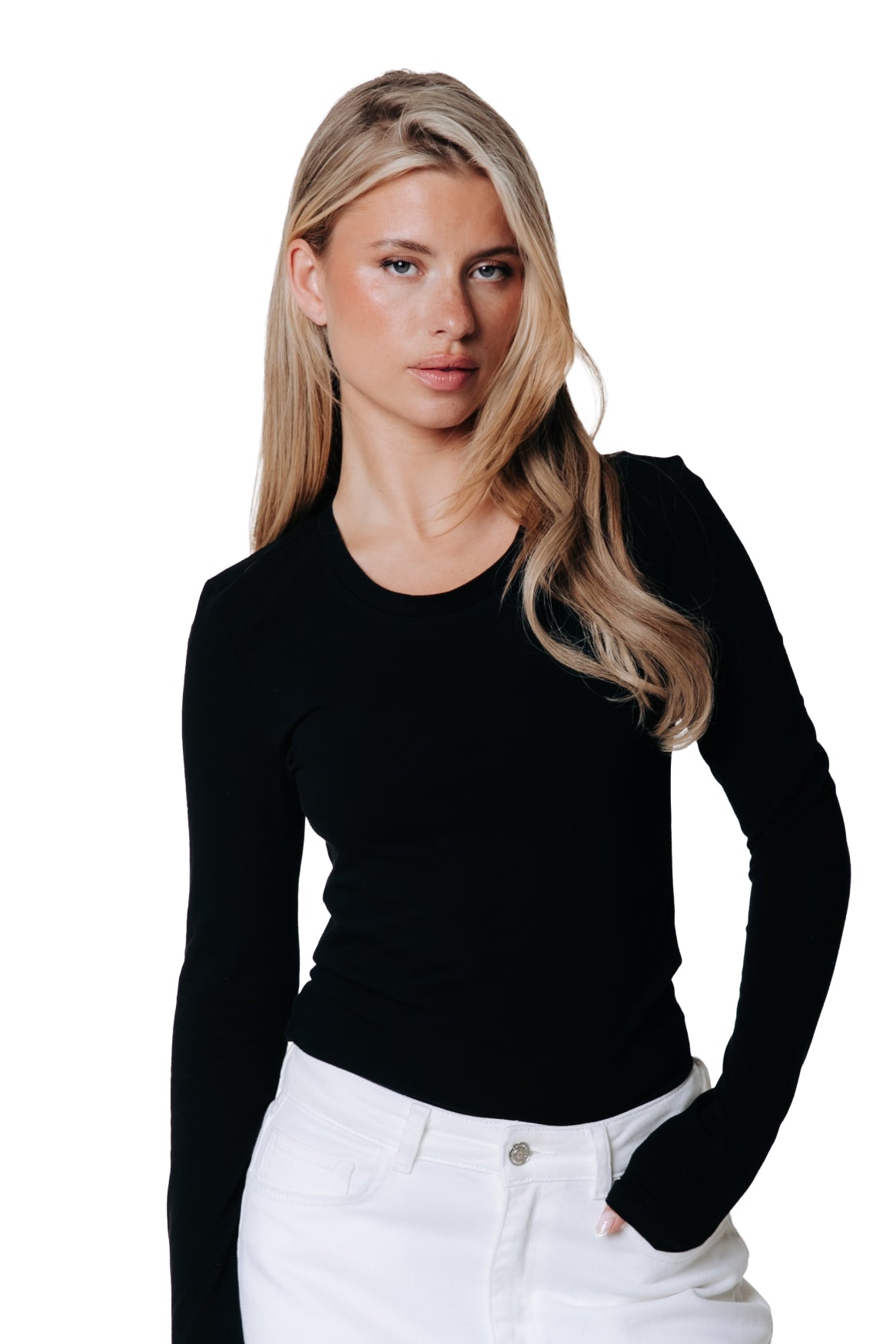 Fitted Wideneck Top | Black