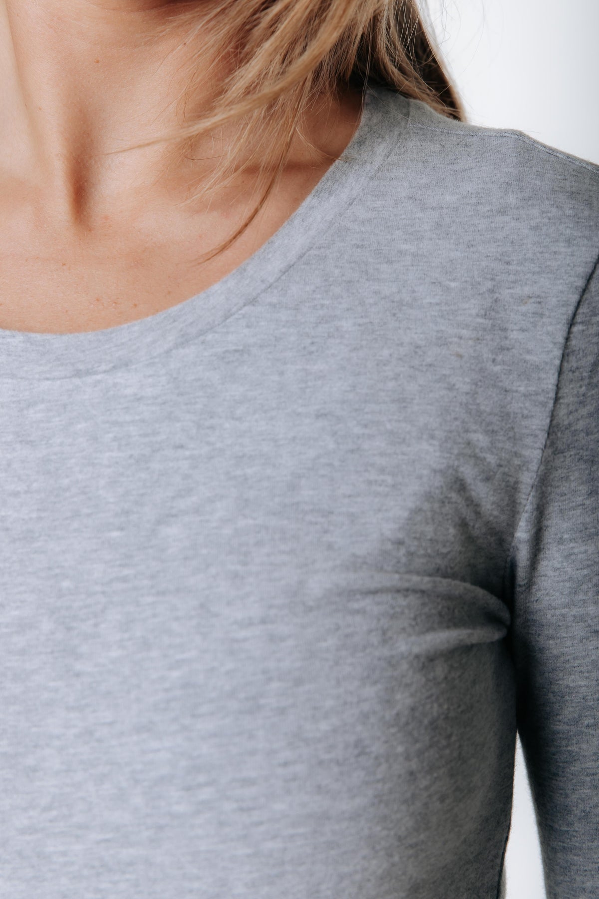 Fitted Wideneck Top | Medium grey melange