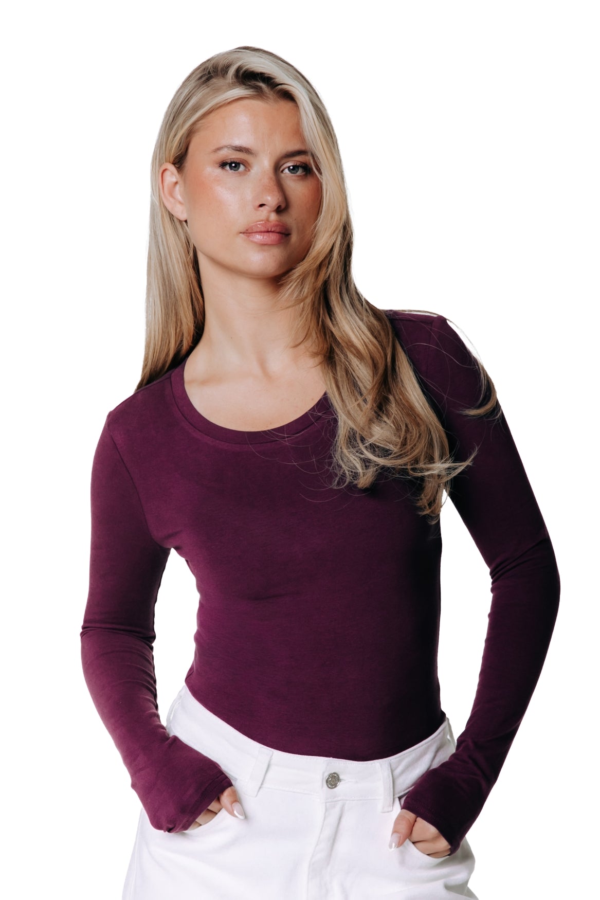 Fitted Wideneck Top | Merlot Red