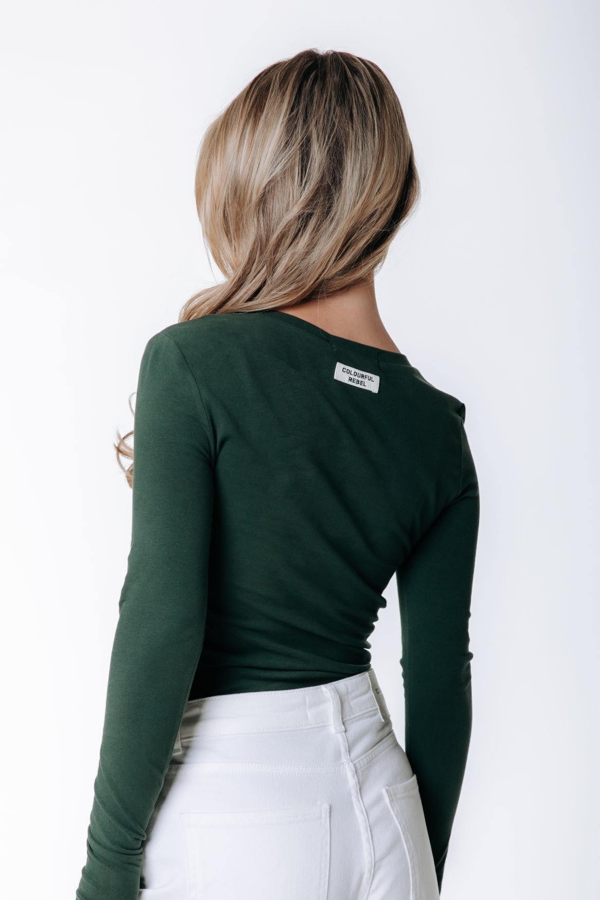 Fitted Wideneck Top | Dark green