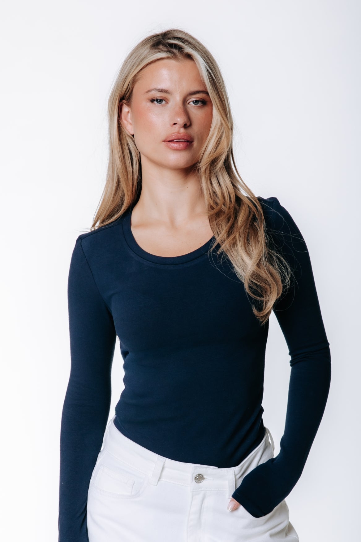 Fitted Wideneck Top | Dark Navy