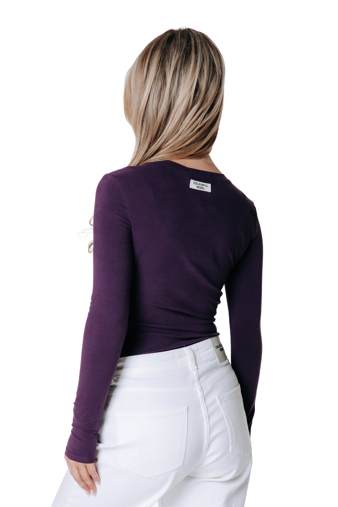 Fitted Wide-Neck Top | Dark Purple