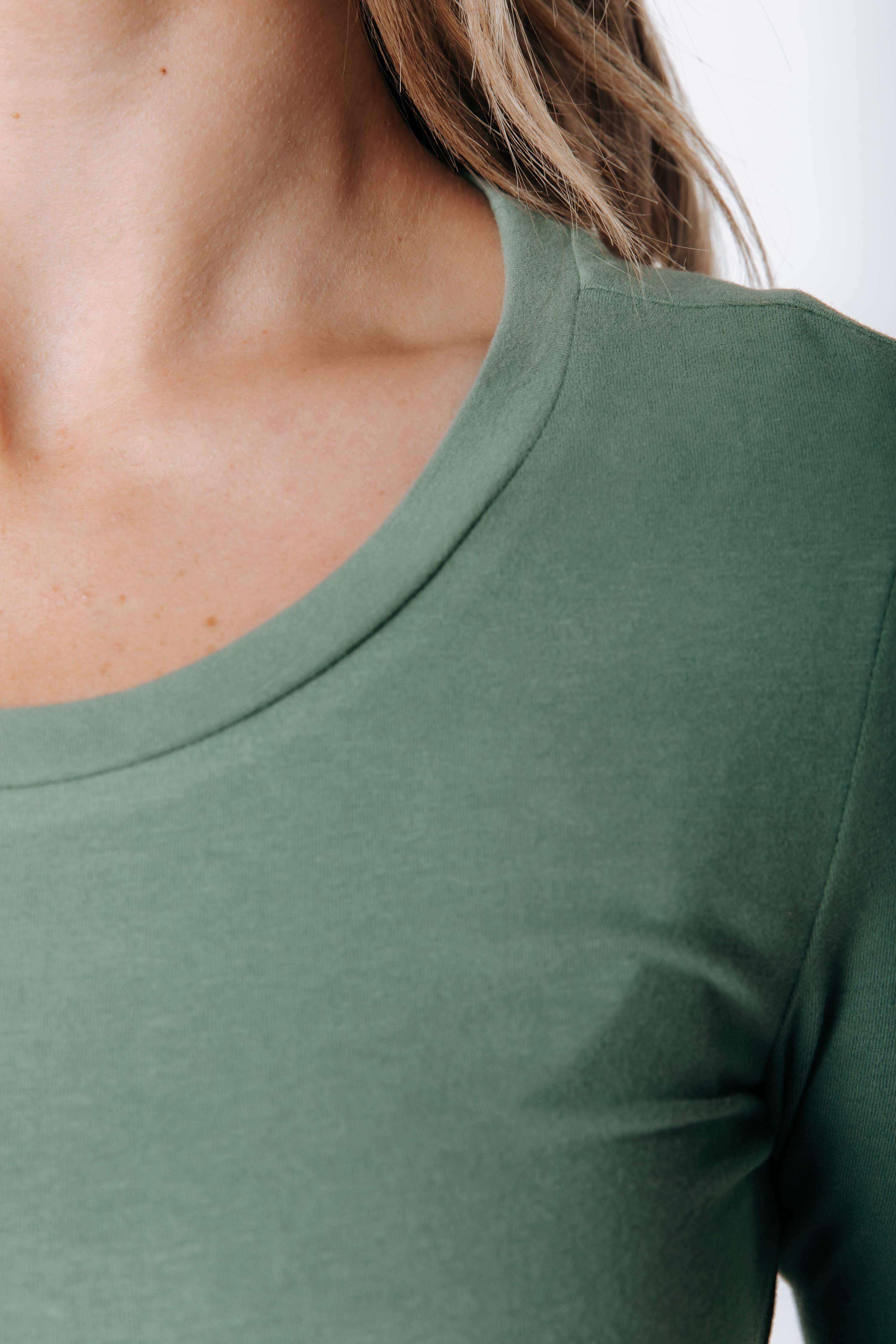 Fitted Wideneck Top | Olive Green