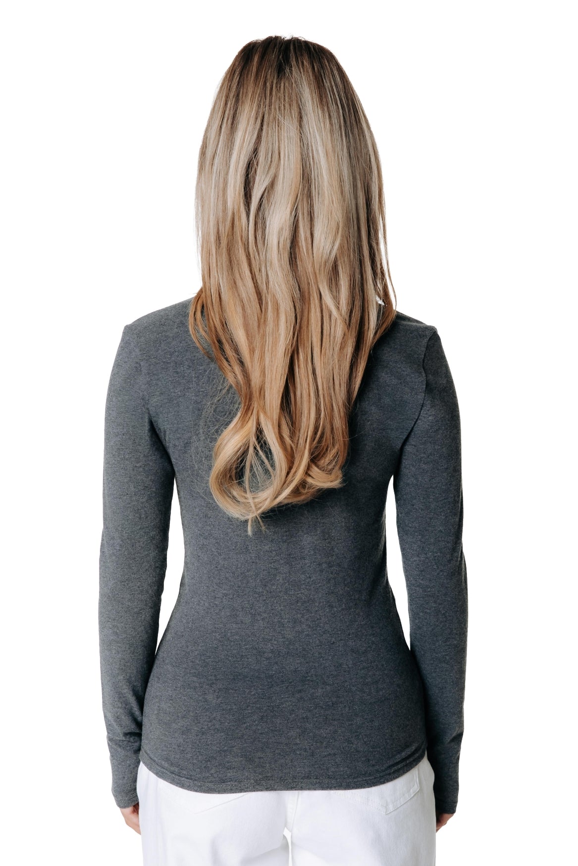 Fitted Long-Sleeve Top | Dark Gray Mélange