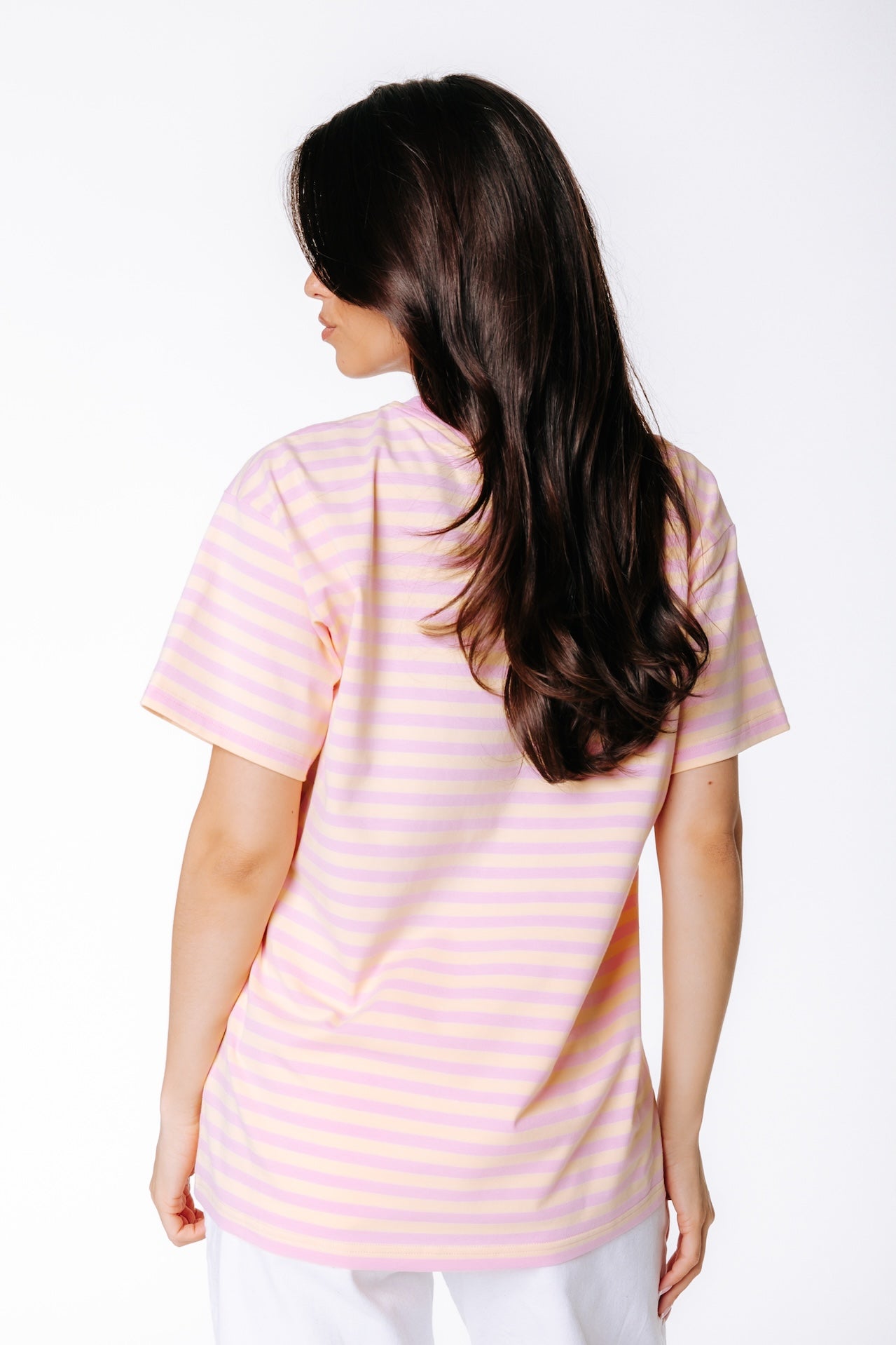 Striped Logo T-shirt | Pink / Yellow