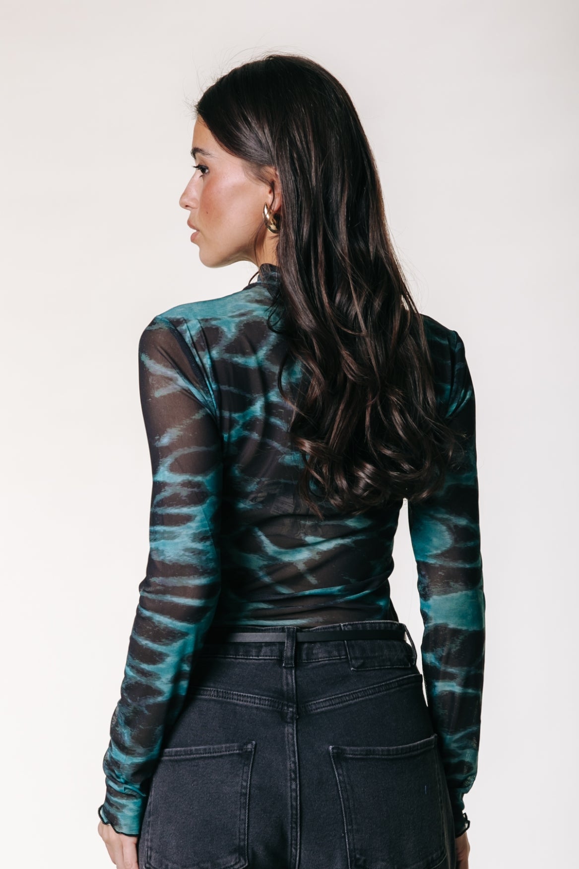 Neyo Animal Mesh Top | Storm green