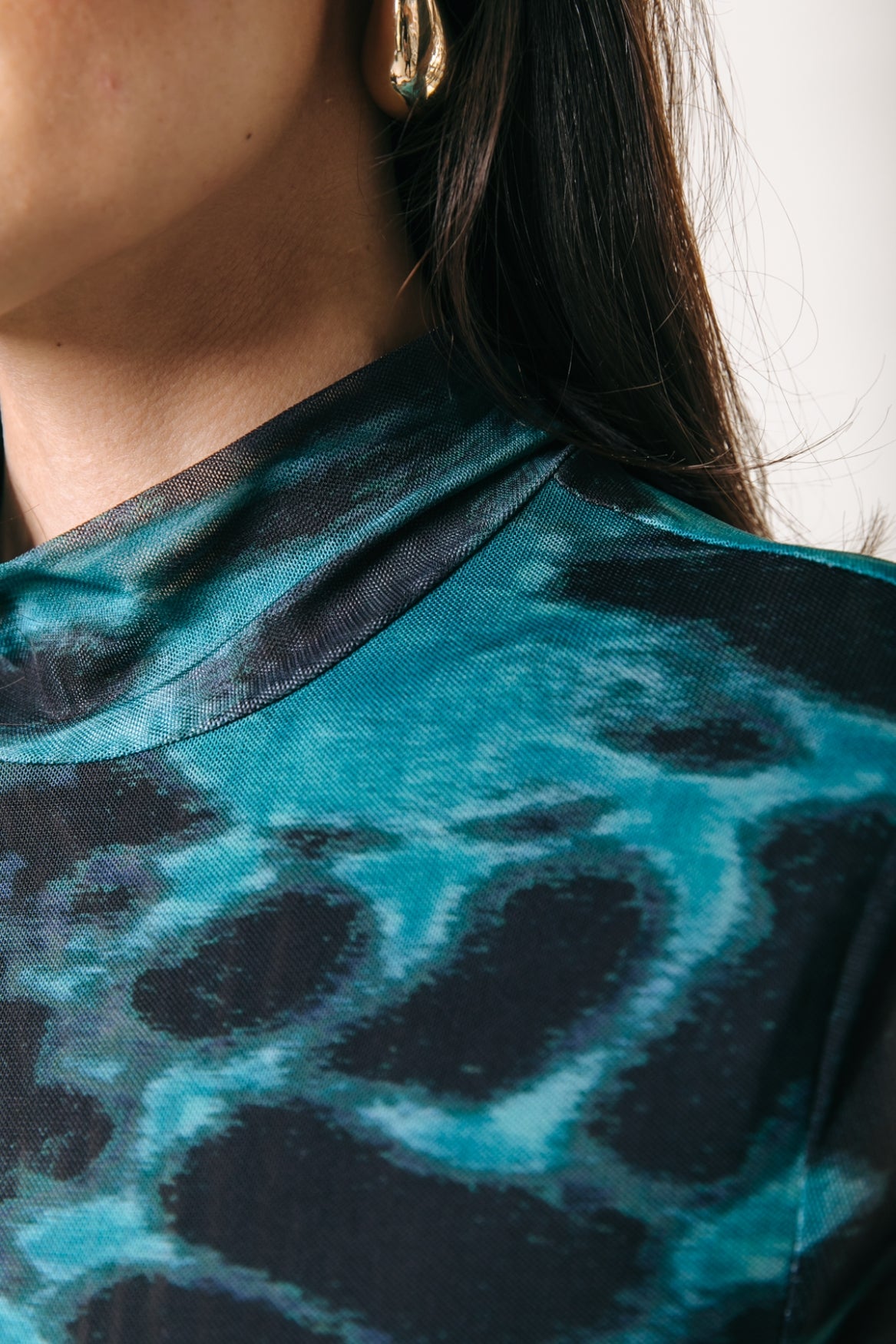 Neyo Animal Mesh Top | Storm green