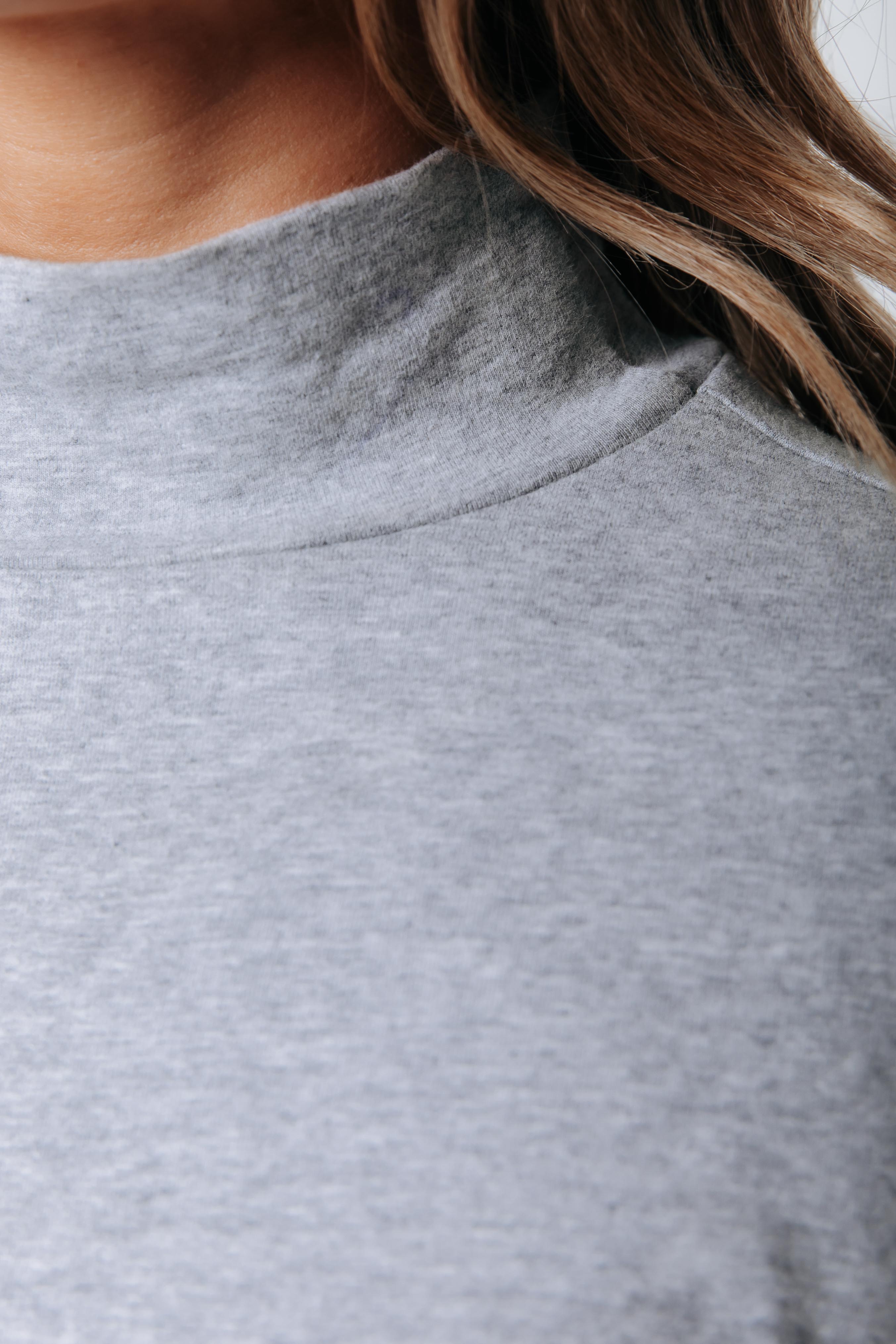 Fitted Turtleneck Top | Medium grey melange