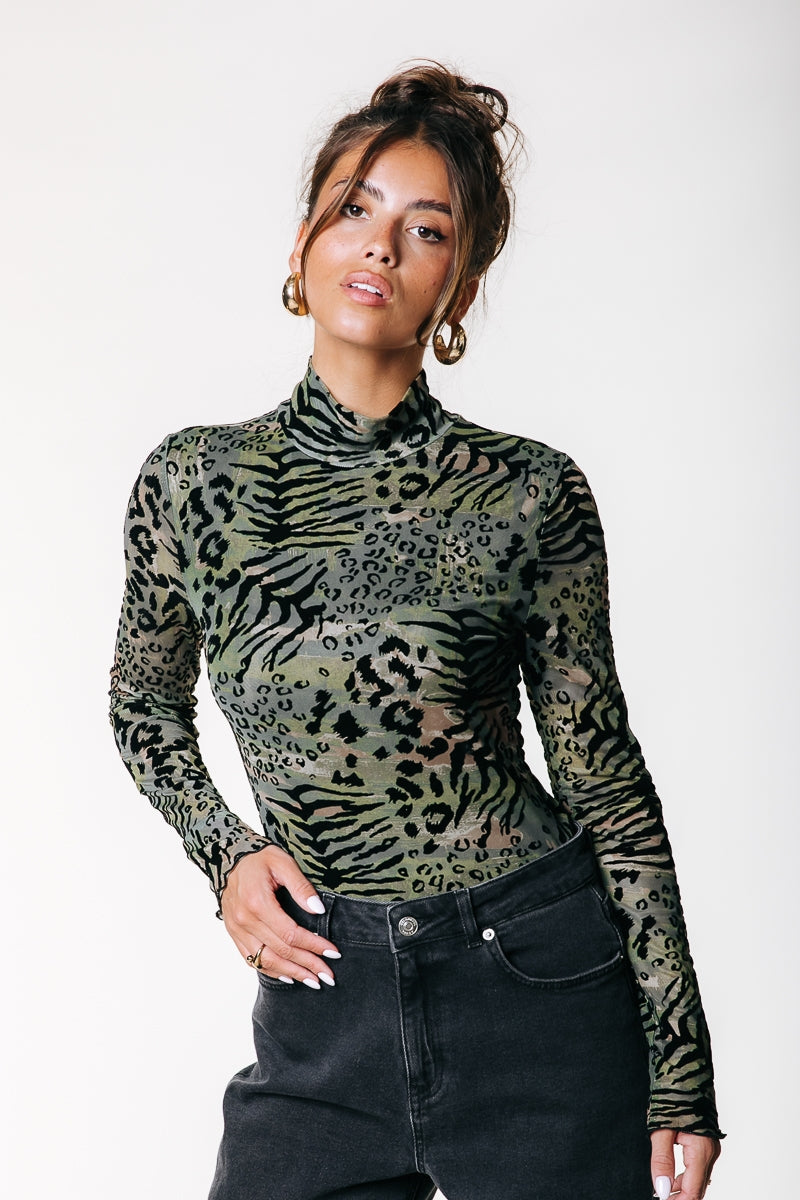 Neyo Leopard Flock Top | Army
