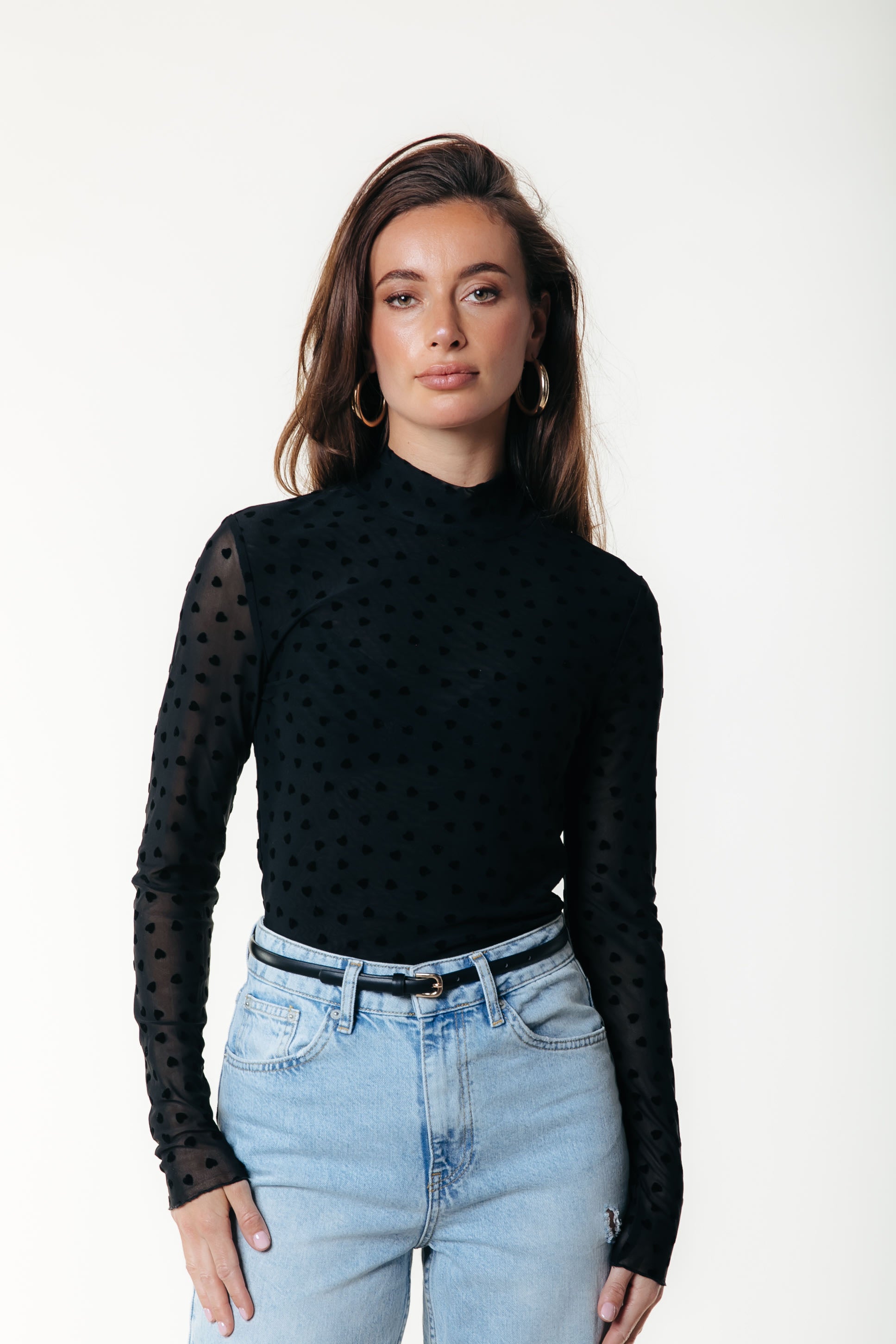 Neyo Hearts Mesh Top | Black