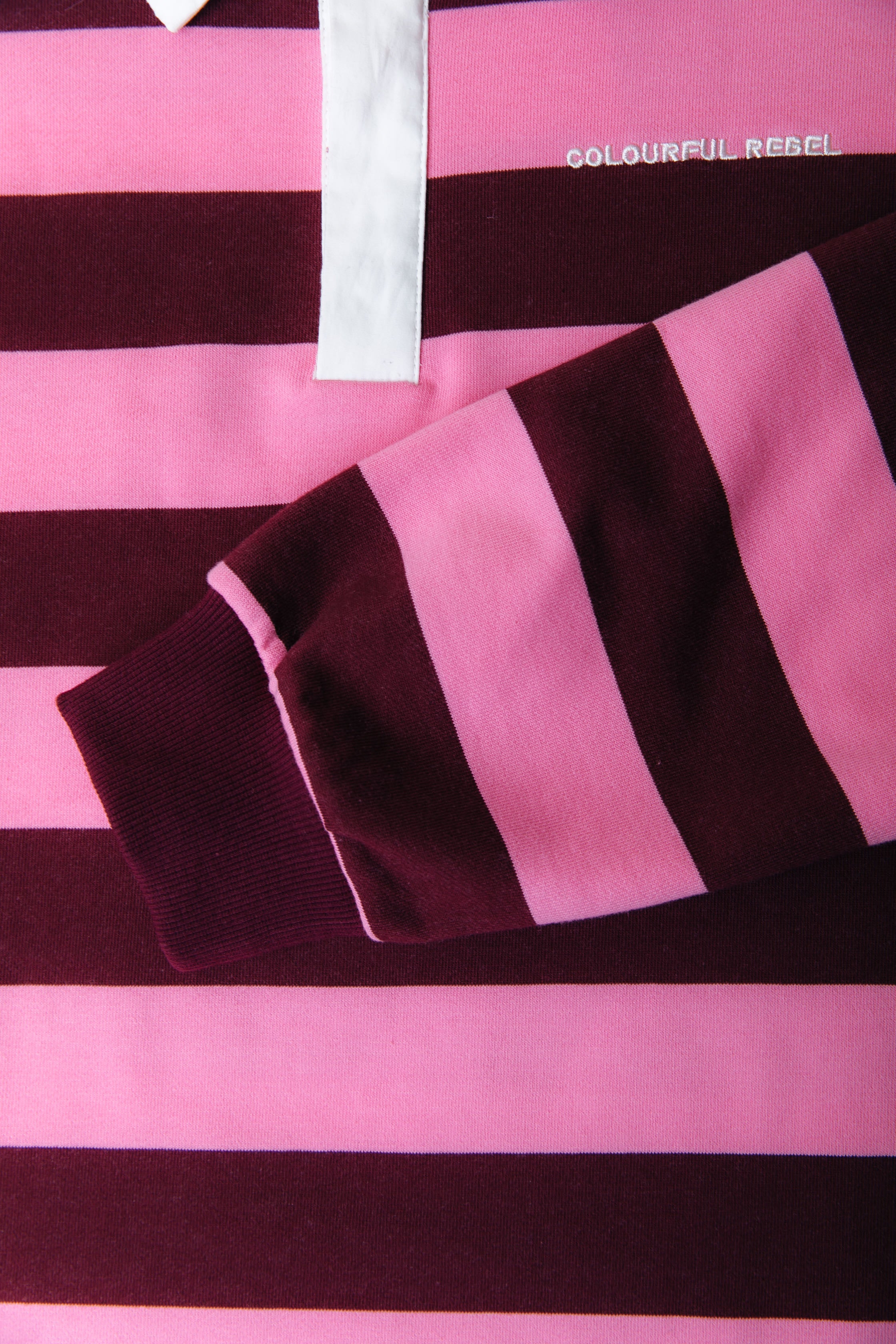 Skyler Gestreiftes Boyfriend-Polo | Merlot-Rot