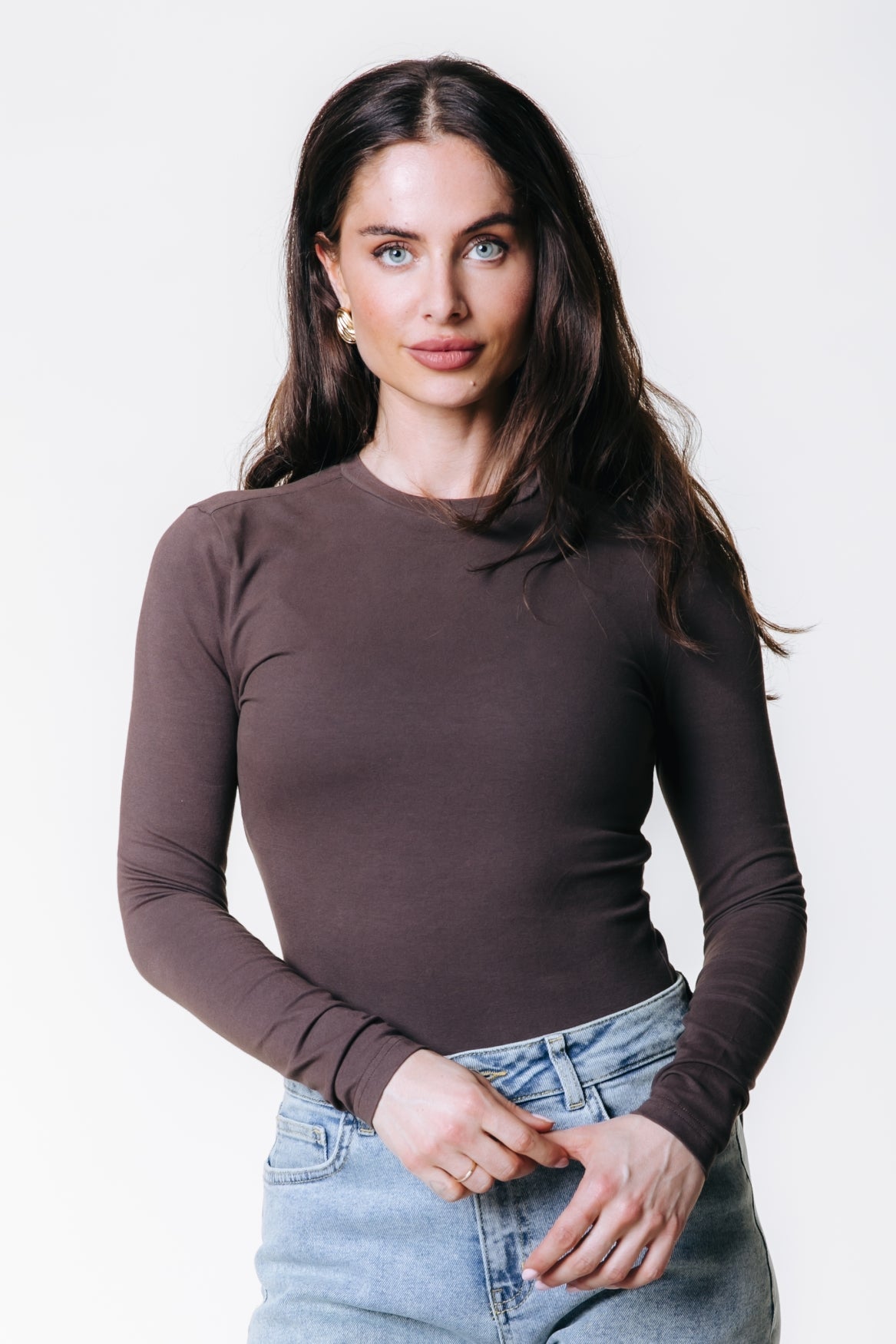 Fitted Longsleeve Top | Brown