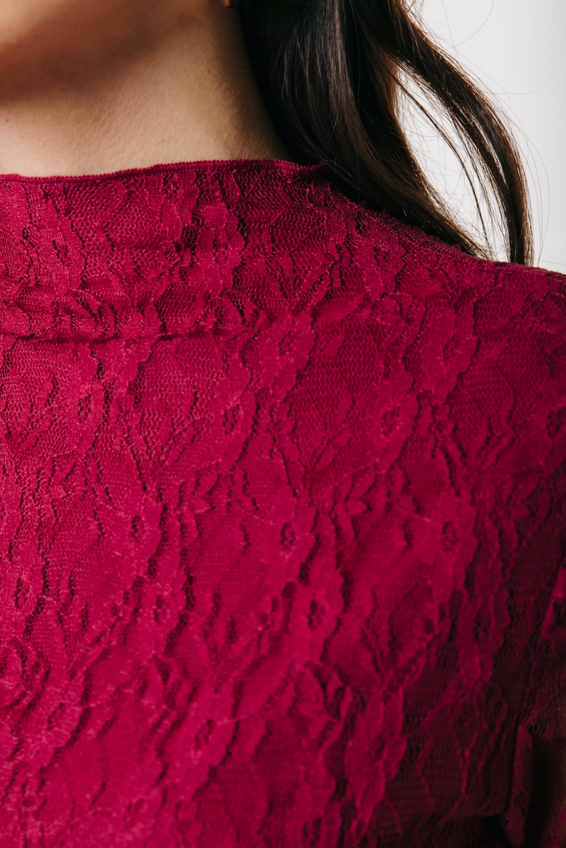 Noe Lace Top | Merlot Red
