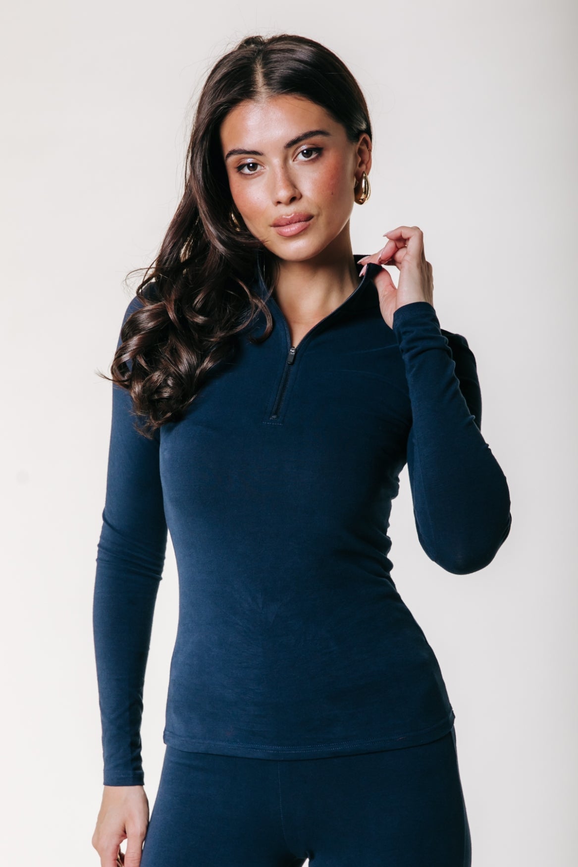 Uni Fitted Zip Top | Dark Navy