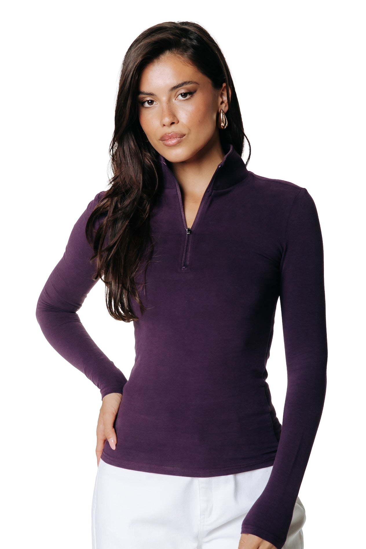 Fitted Zip Top | Dark purple