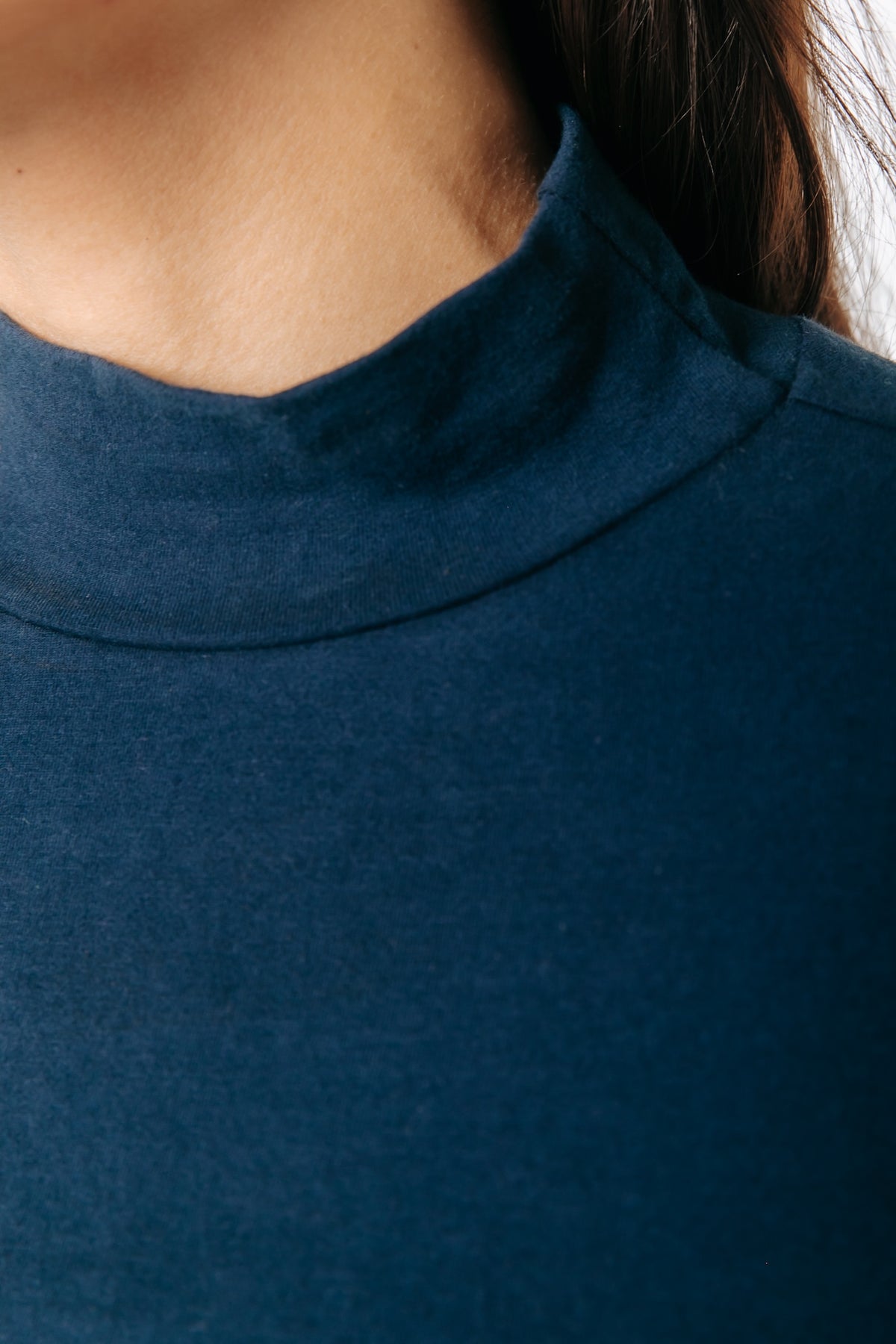 Fitted Turtleneck Top | Dark Navy