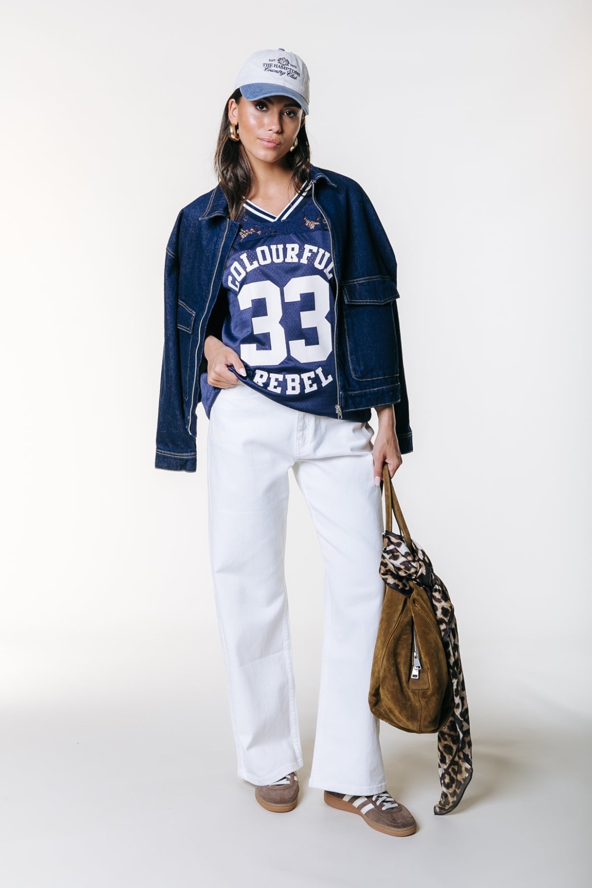 Tayla 33 Lace Mesh Football Tee | Deep blue