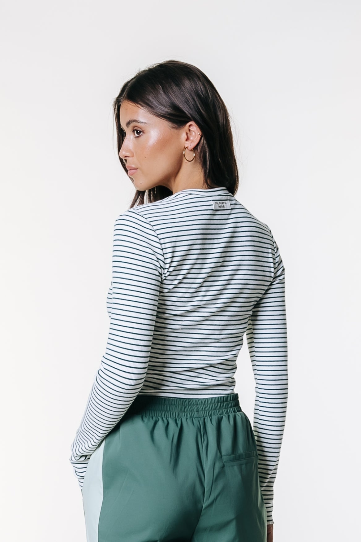 Jessie Stripe Rib Top | Green
